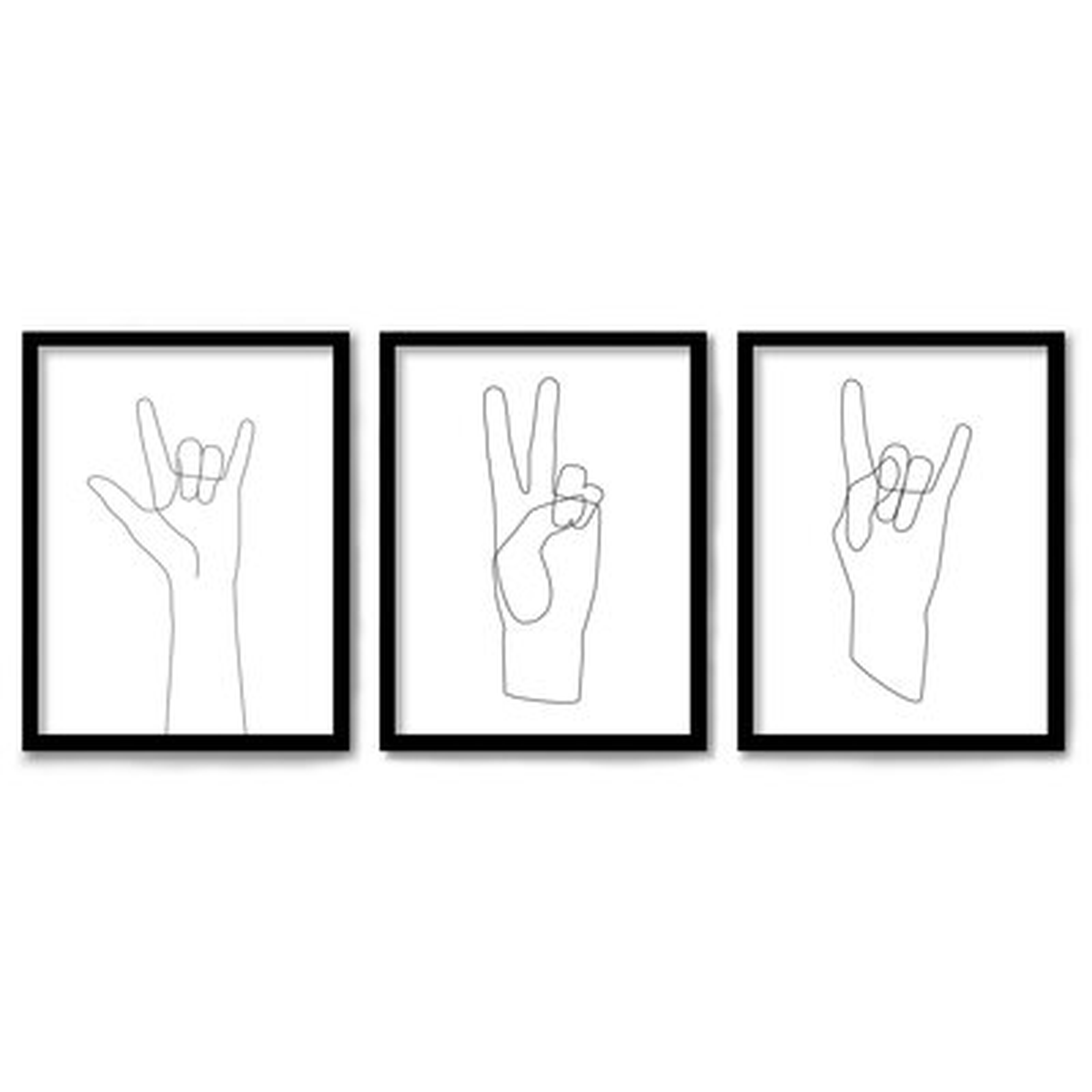 Hand Line Drawings - 3 Piece Drawing Print Print - Wayfair