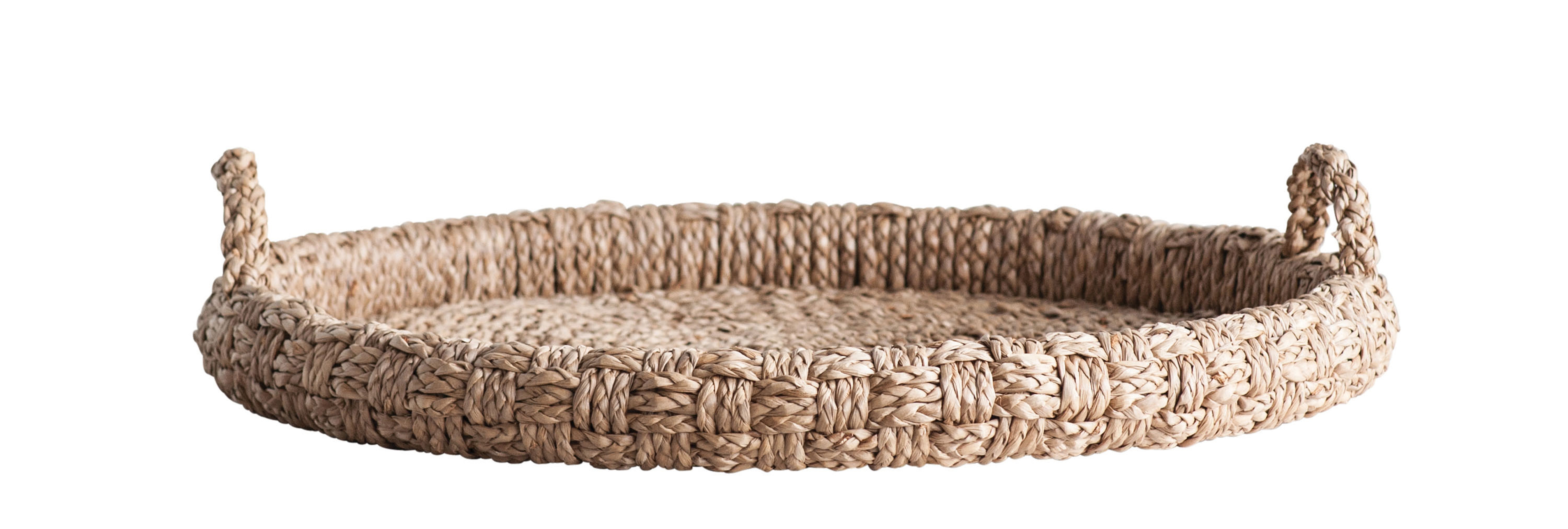 Round Braided Bankuan Tray with Handles - Nomad Home