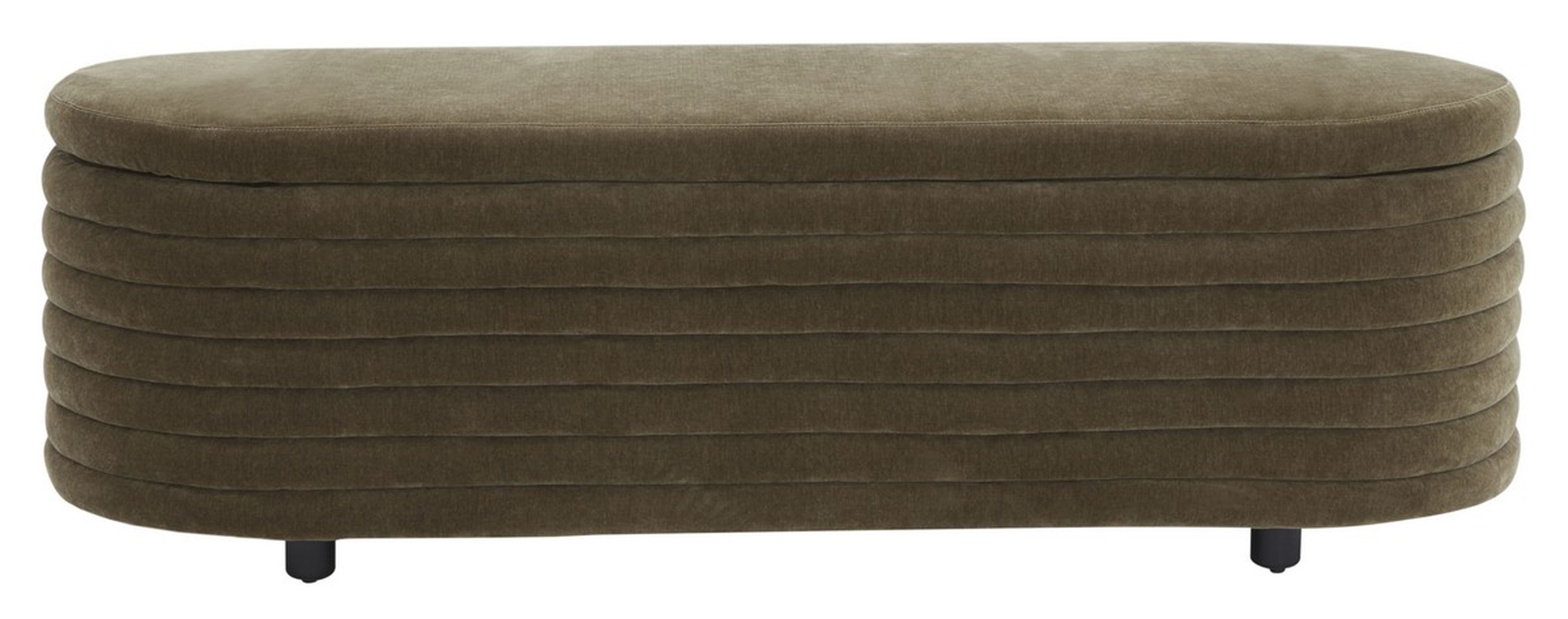Jaymie Velvet Storage Bench - Dark Olive Green/Black - Safavieh Couture