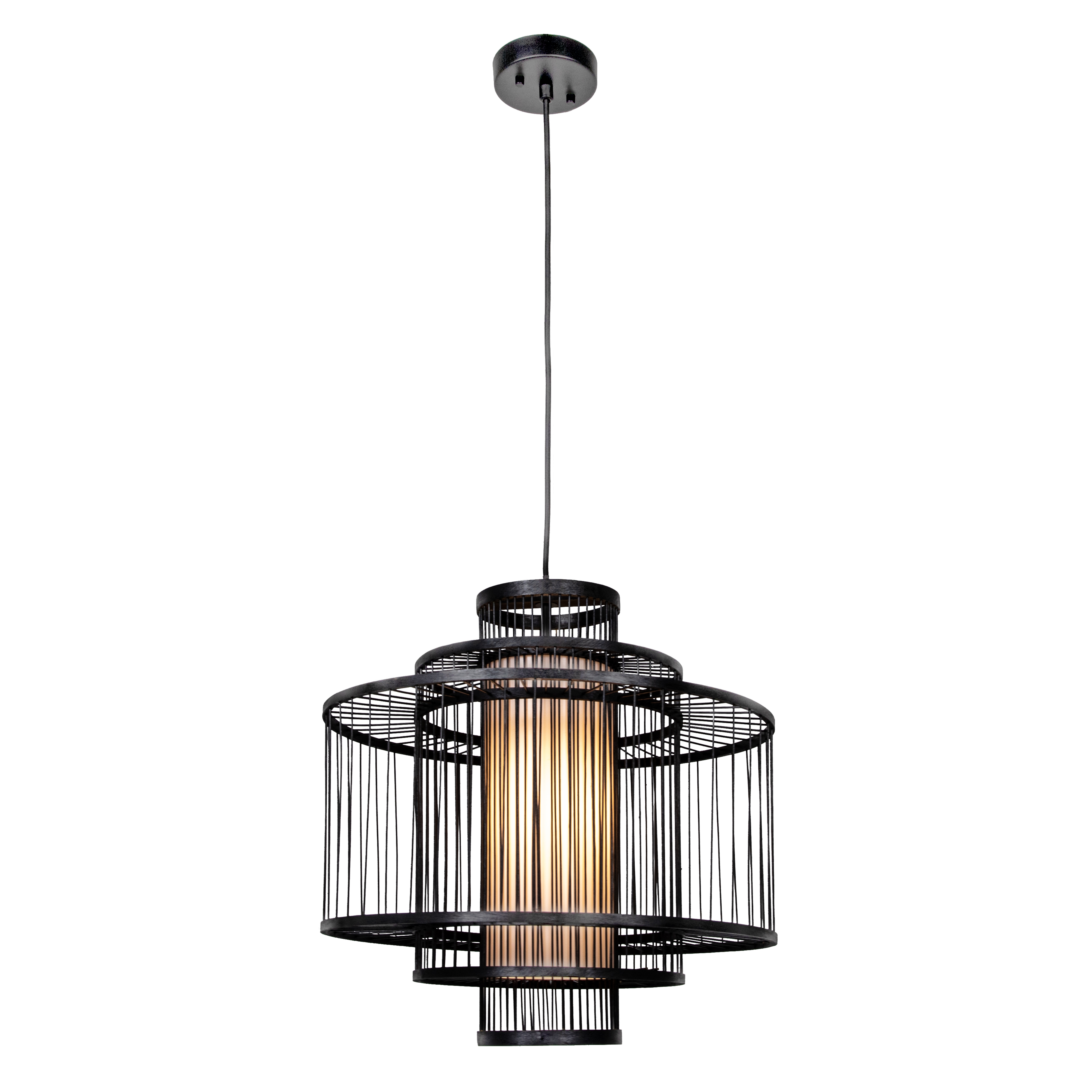 Boho Tiered Bamboo Chandelier, Black - Creative Co-Op
