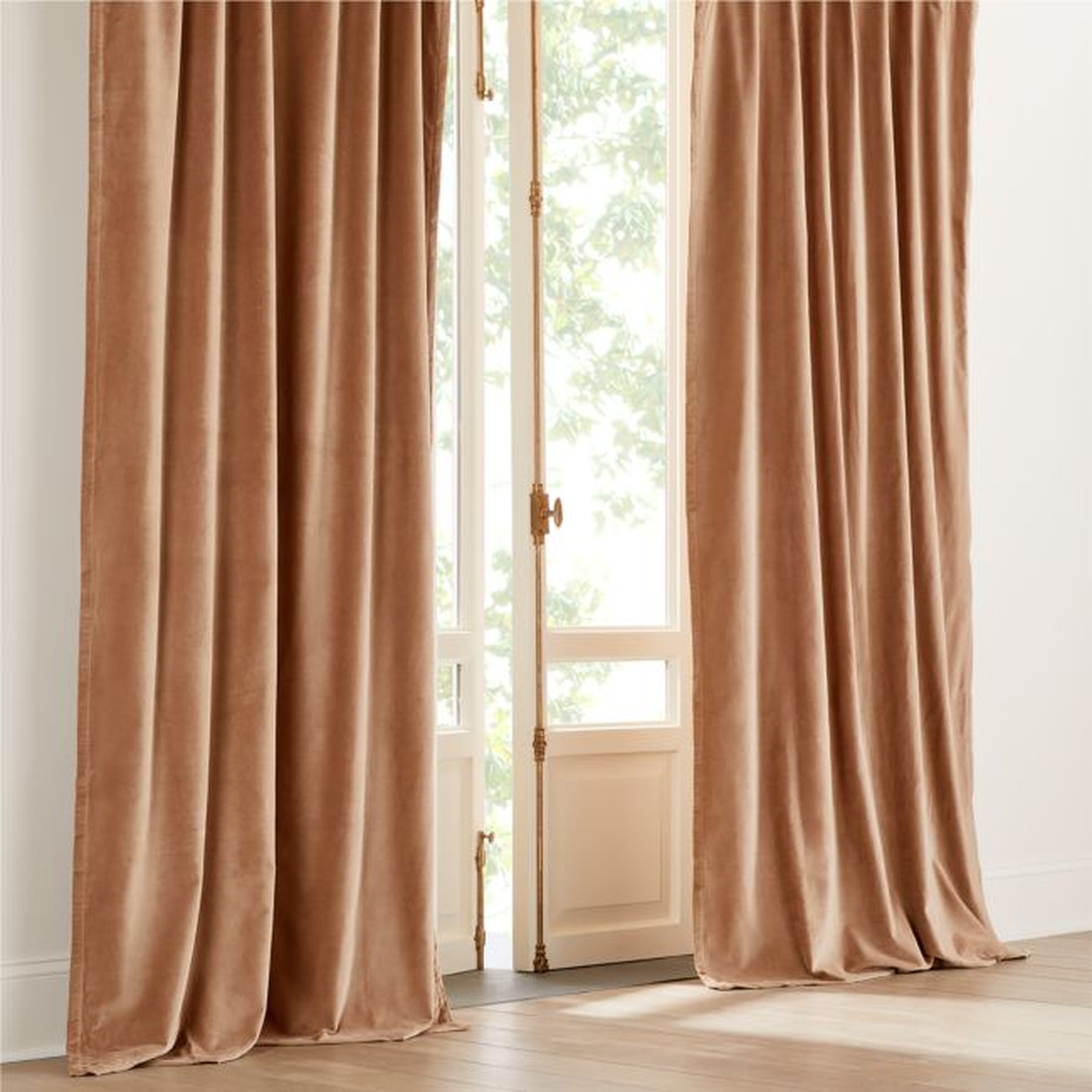 Light Brown Organic Cotton Velvet Window Curtain Panel 48"x96" - CB2