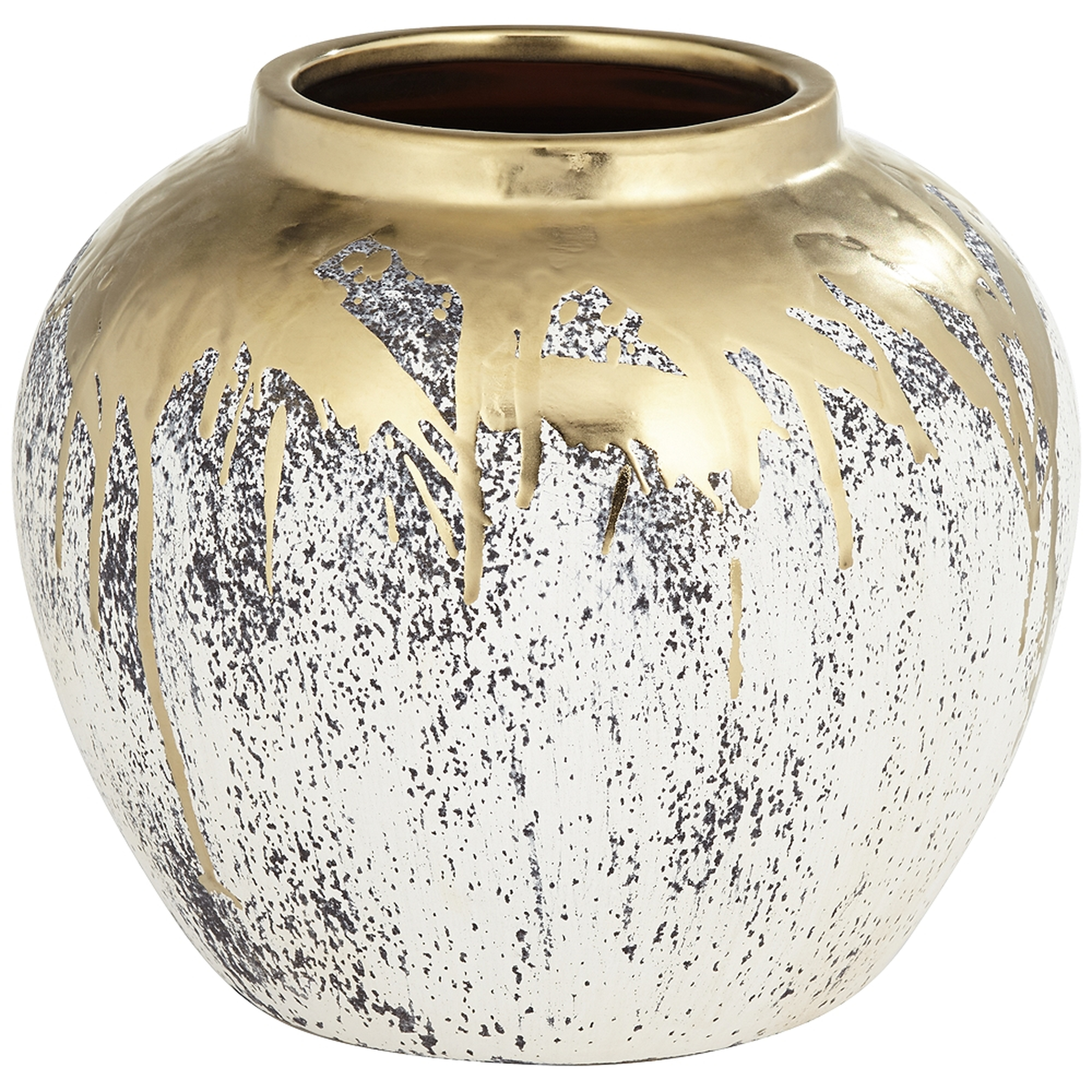Helene 9" High Matte Gold and Gray Decorative Vase - Lamps Plus