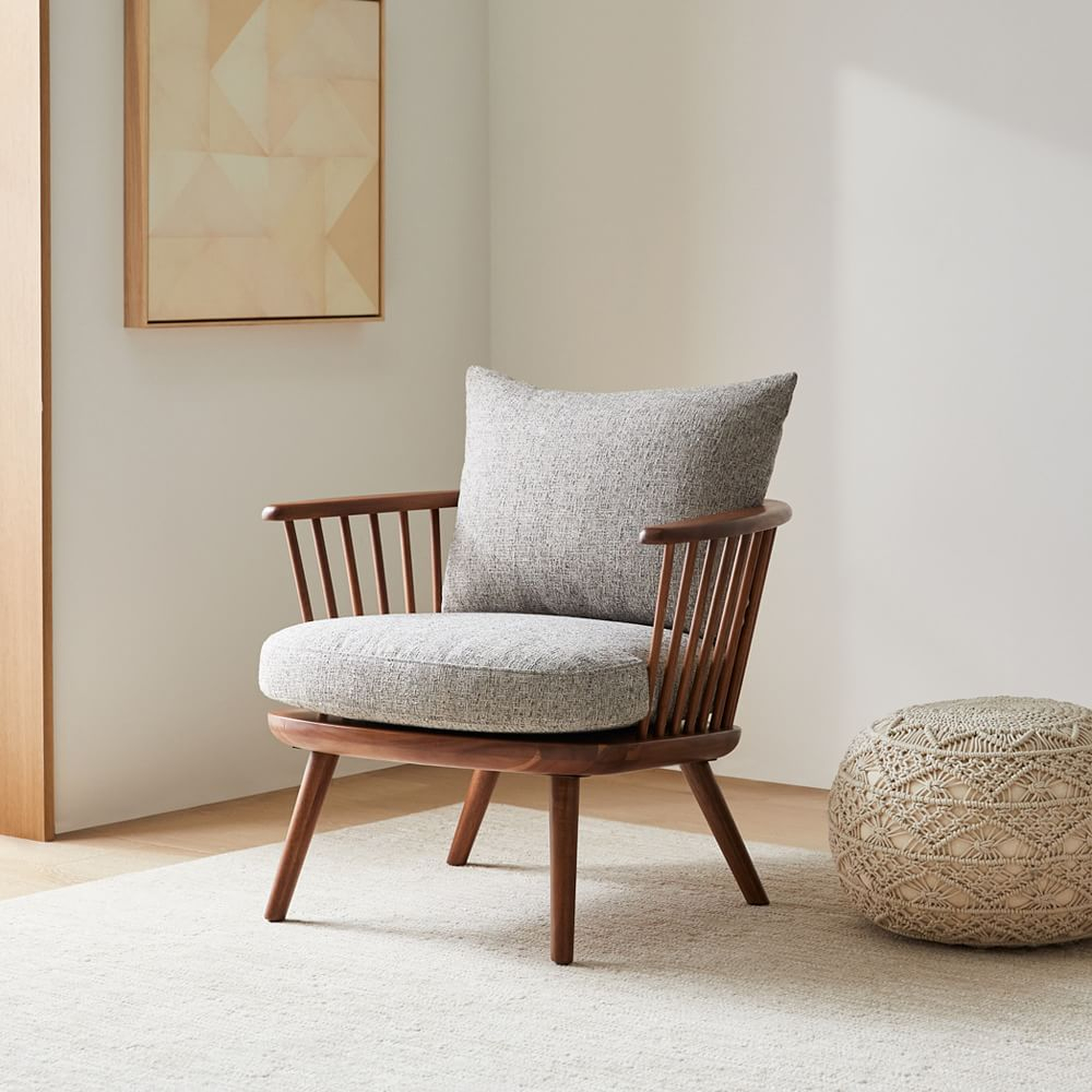 Juniper Chair, Poly, Deco Weave, Pearl Gray, Cool Walnut - NO LONGER AVAILABLE - West Elm