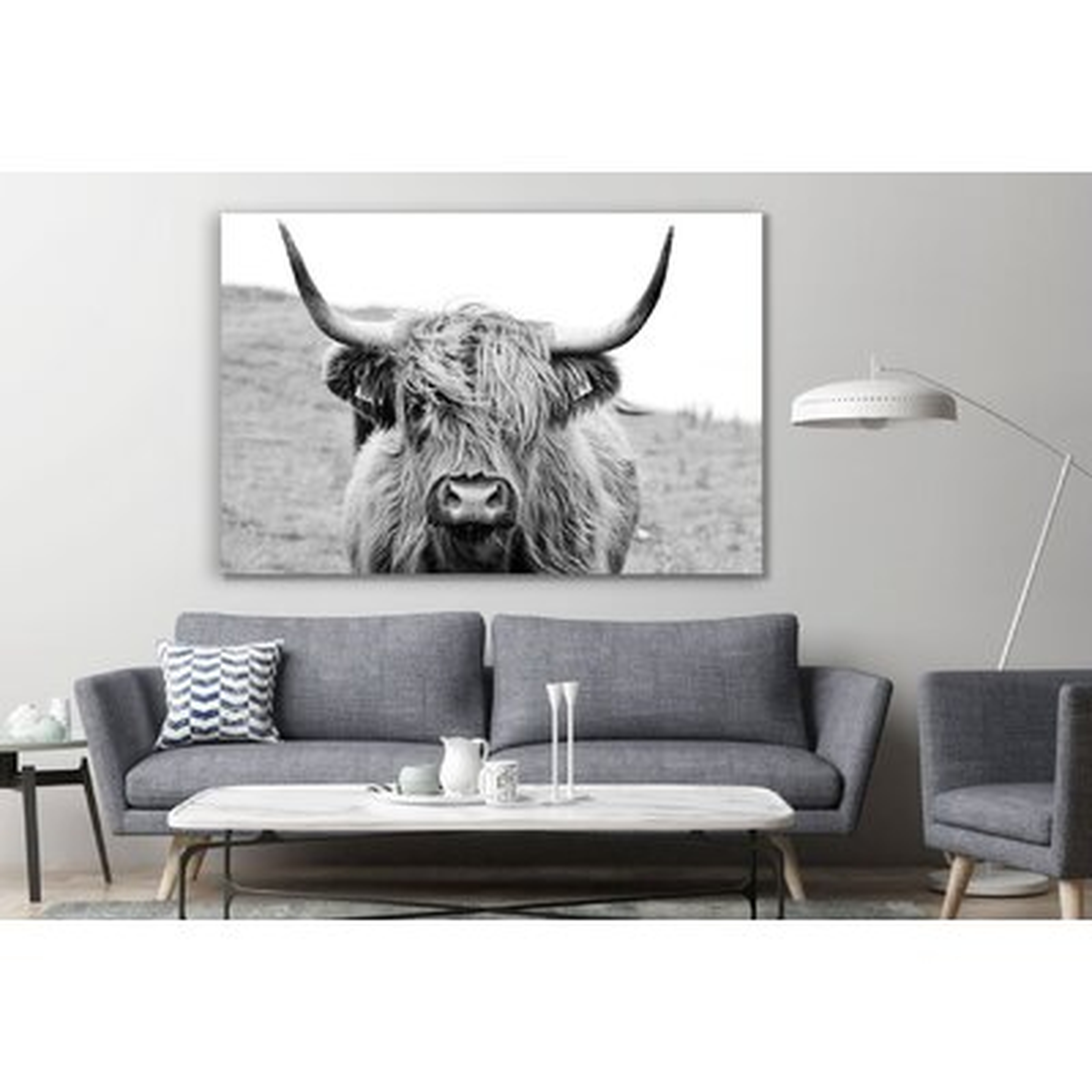 Long Haired Cow Print Rustic Landscape Nature, Animal Colors, Nature Animal Art Canvas Print Wall Decor Home Decoration - Wayfair