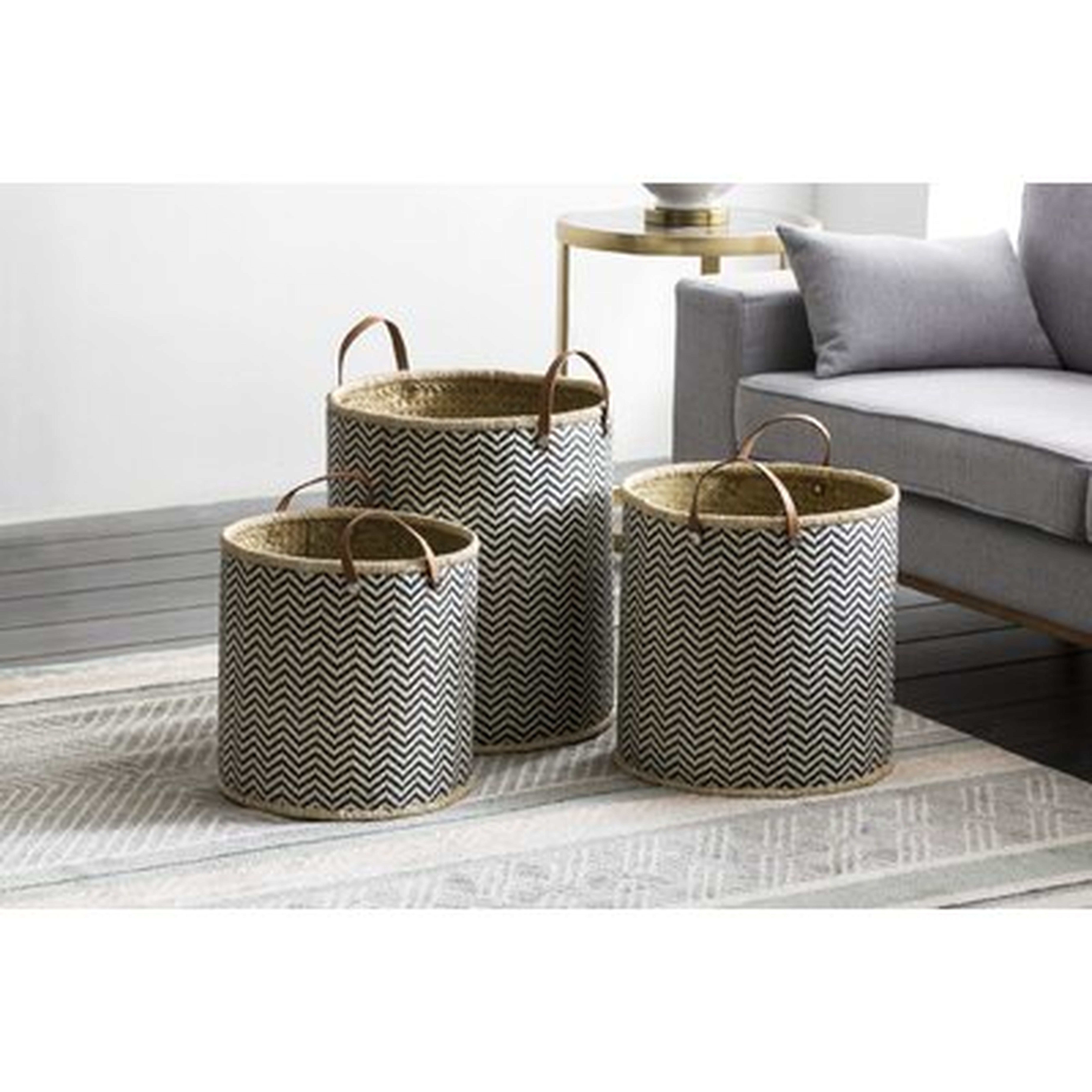 Laundry Palm Leaf 3 Piece Wicker Basket Set - Wayfair