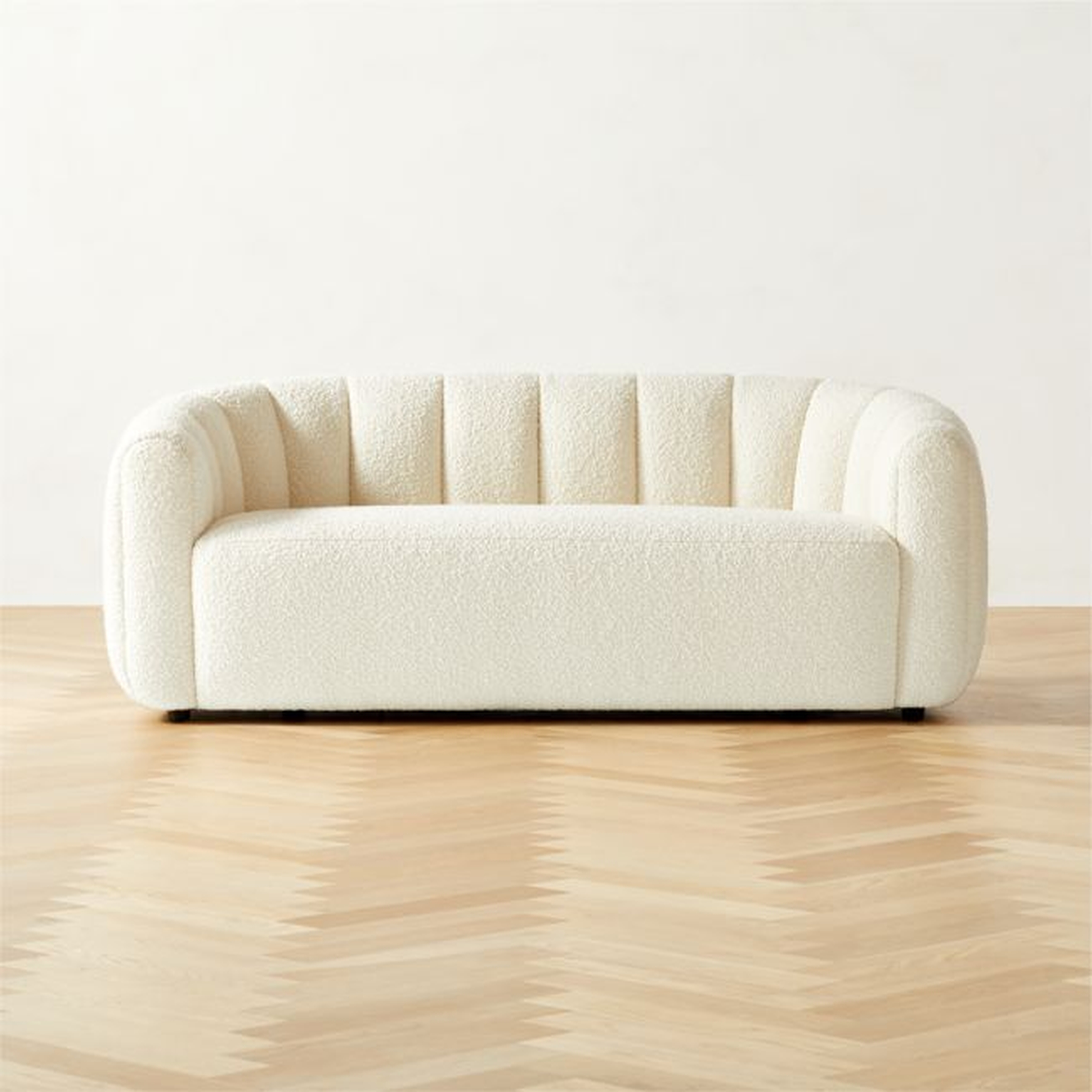 Fitz 72.5" Channeled White Boucle Loveseat - CB2