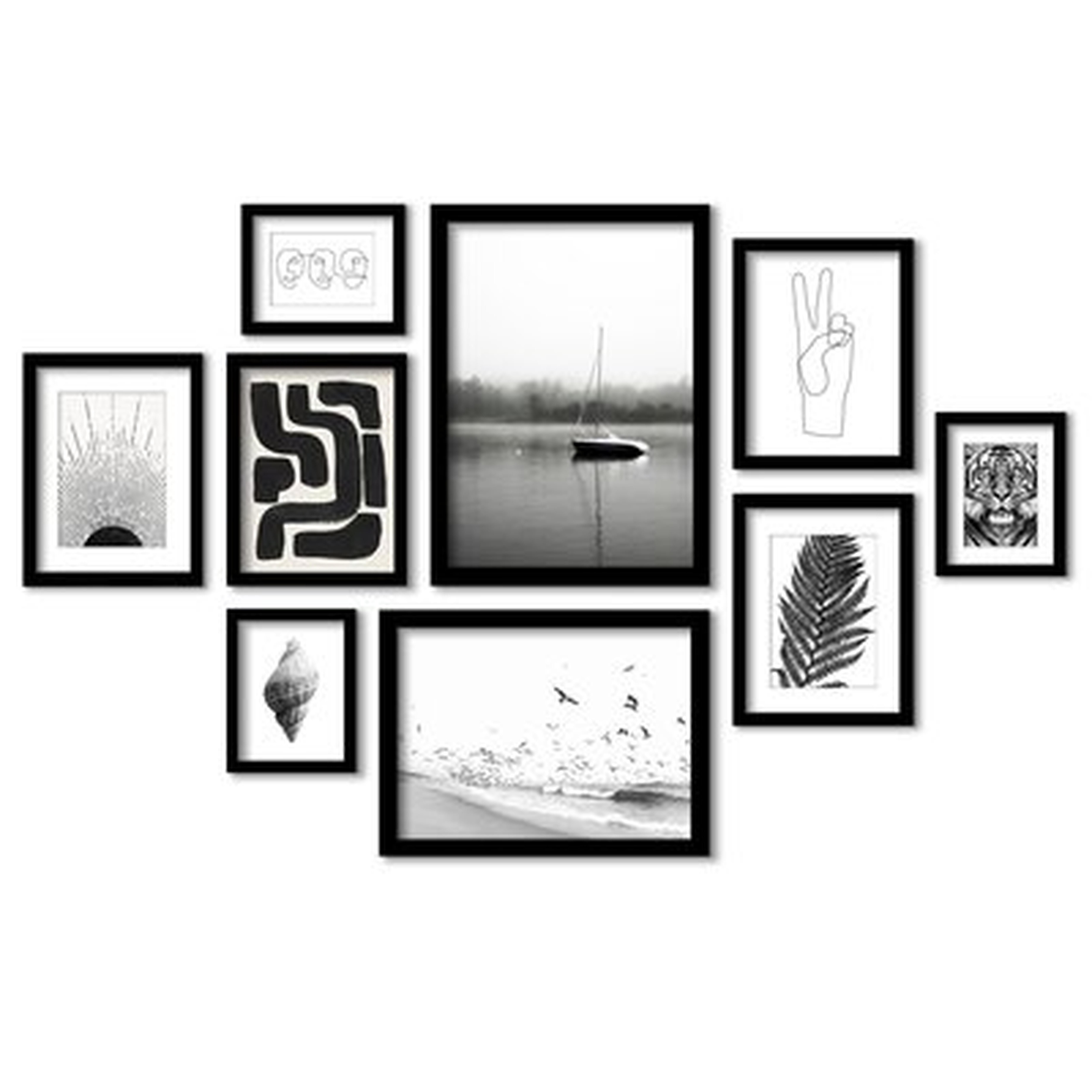 Black and White Serenity - 9 Piece Picture Frame Photograph Print Set on Paper - Wayfair