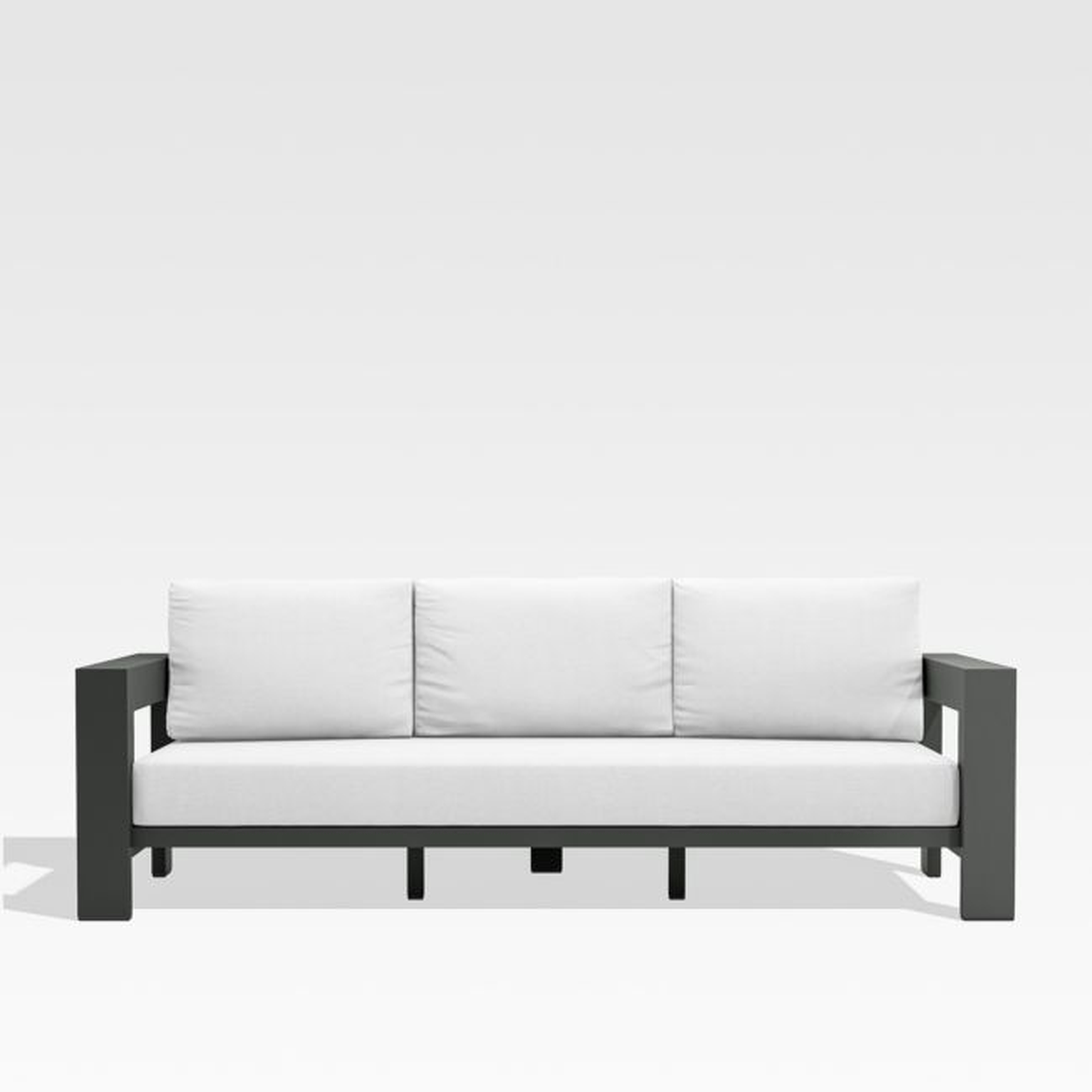 Walker 90" Metal Outdoor Sofa with White Sunbrella ® Cushions - Crate and Barrel