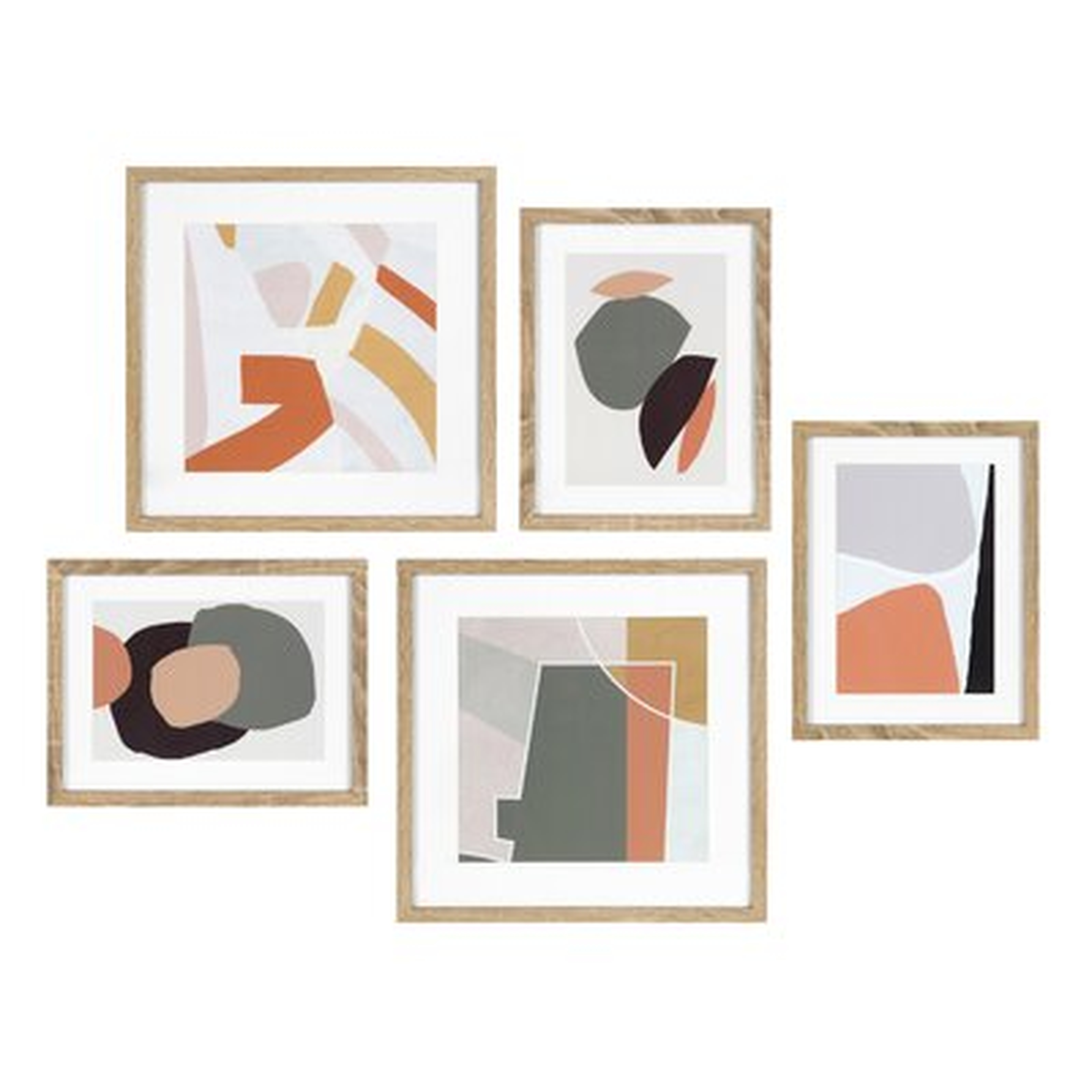 'Mid Century Modern' by Home Designs - 5 Piece Floater Frame Painting Print on Canvas - AllModern