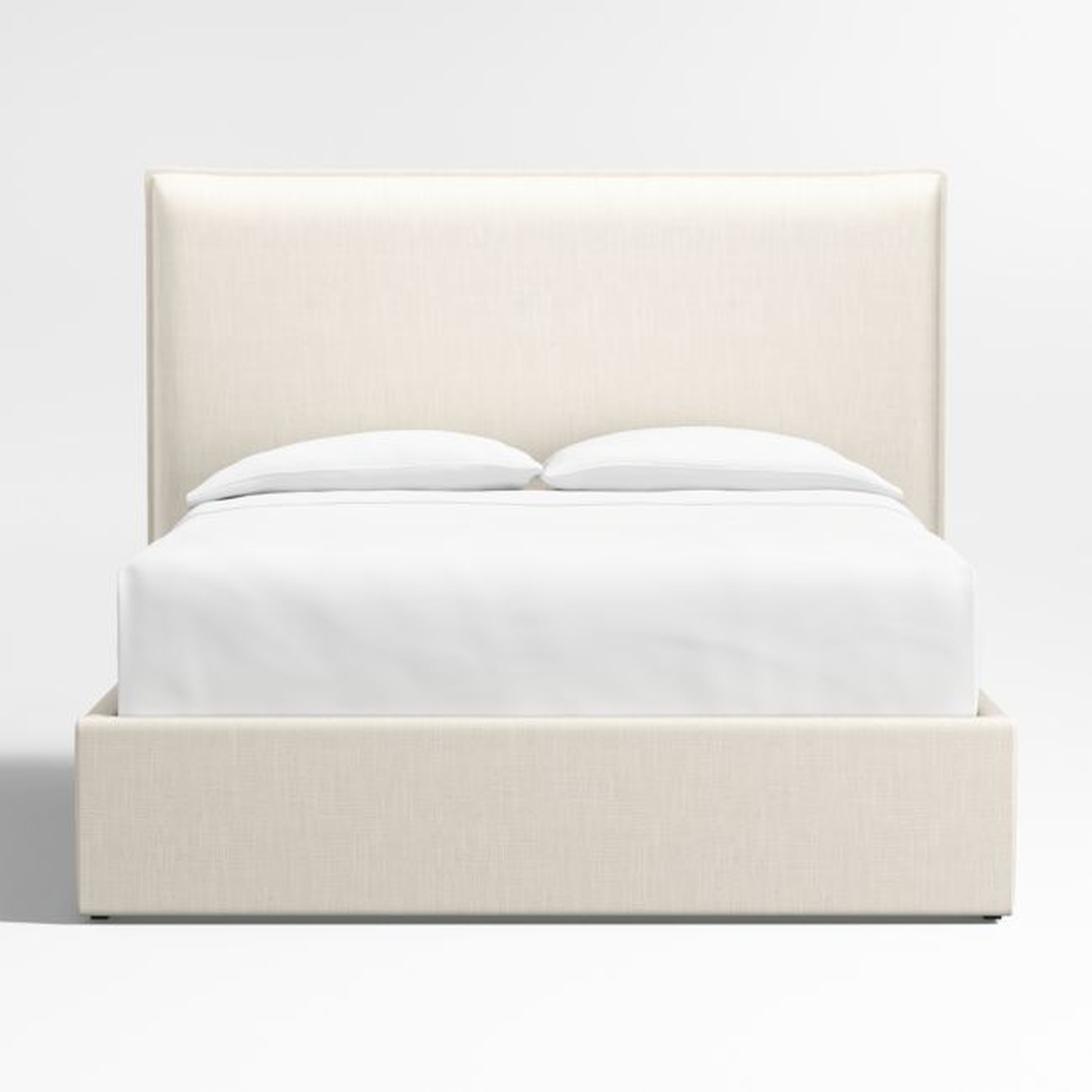 Arvada 54" Ivory Upholstered Queen Headboard with Storage Bed Base - Crate and Barrel