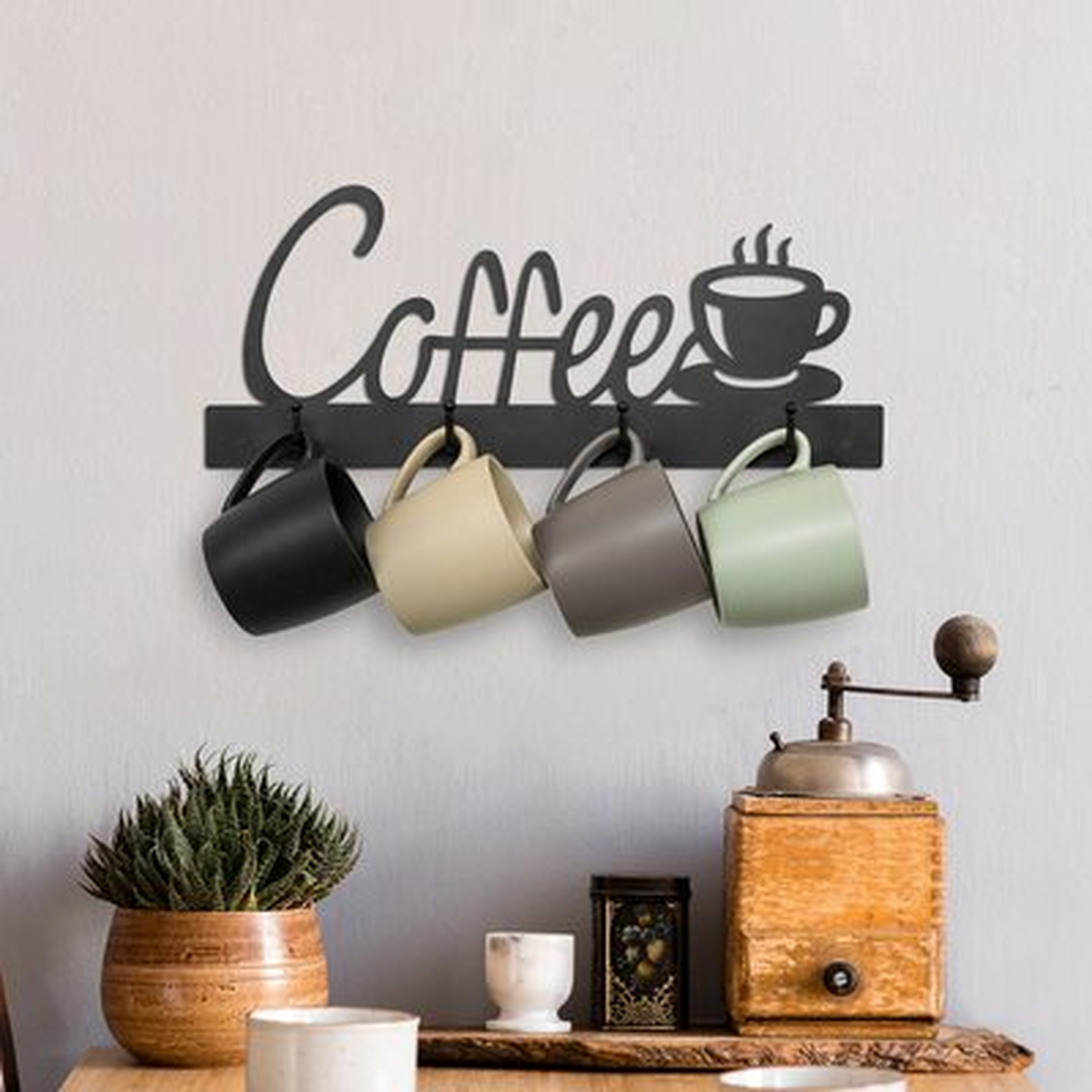 4-Hook Coffee Cup Design Wall Mounted Mug Rack - Wayfair