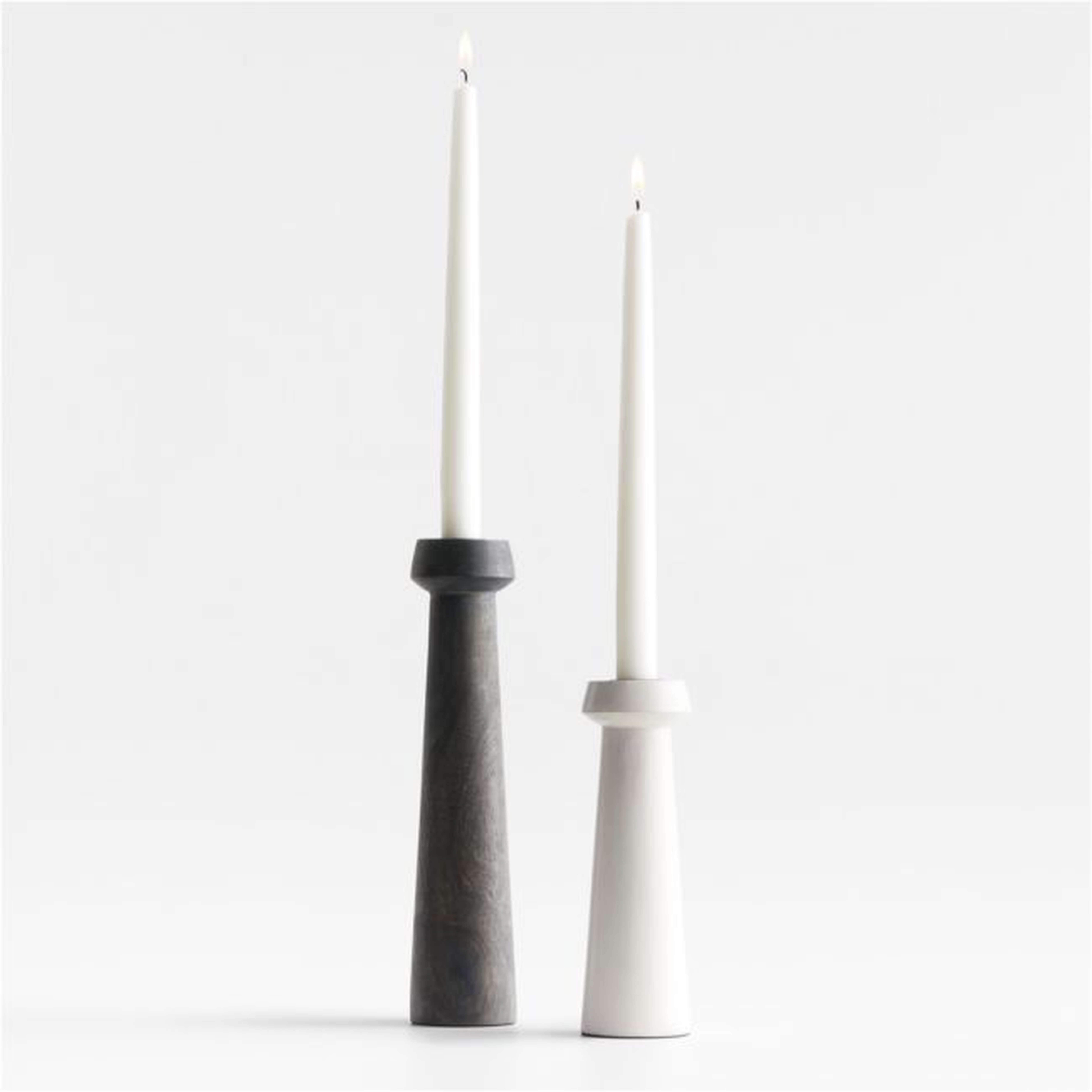 Katin Wood Taper Candle Holders, Set of 2 - Crate and Barrel