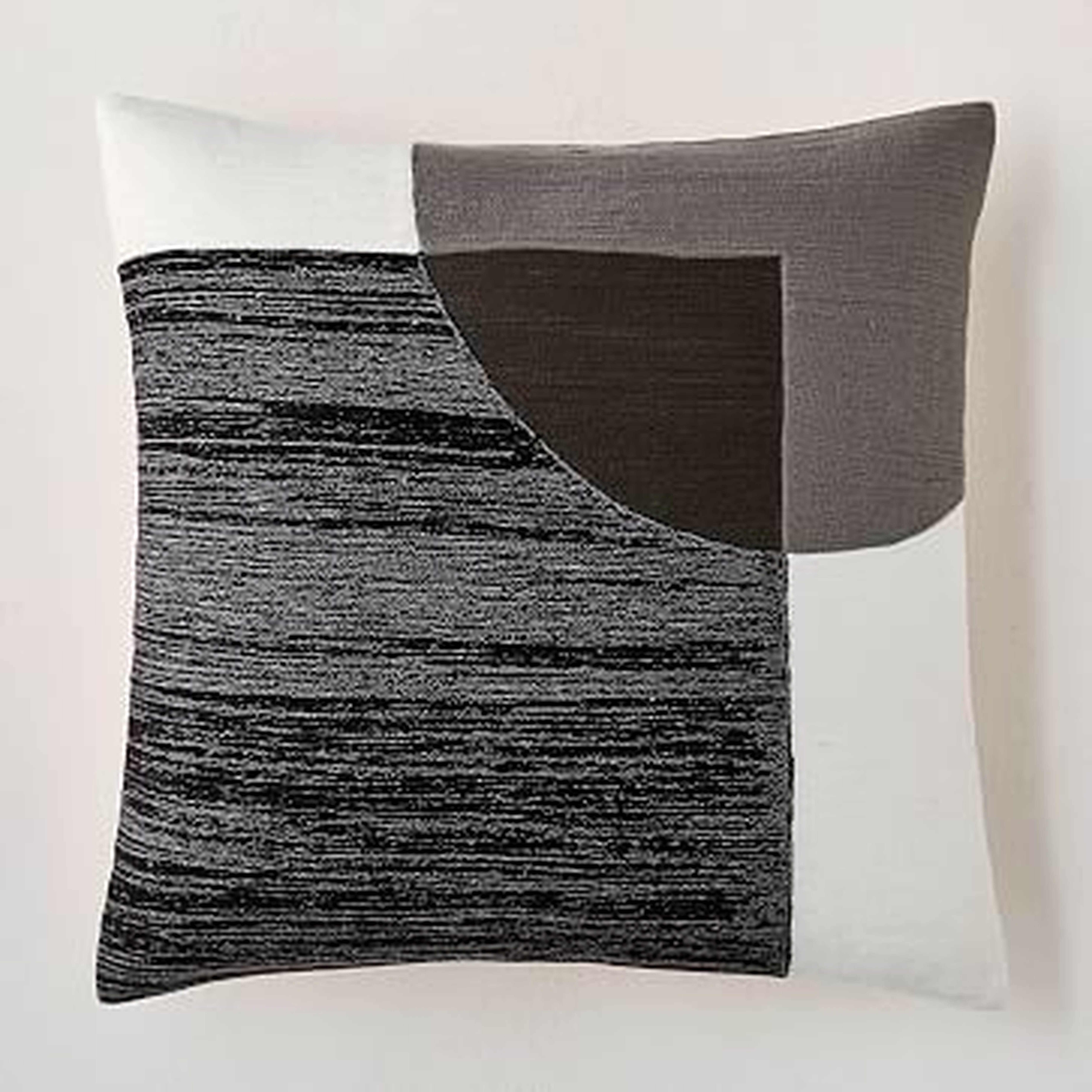 Crewel Overlapping Shapes Pillow Cover, 18"x18", Black - West Elm