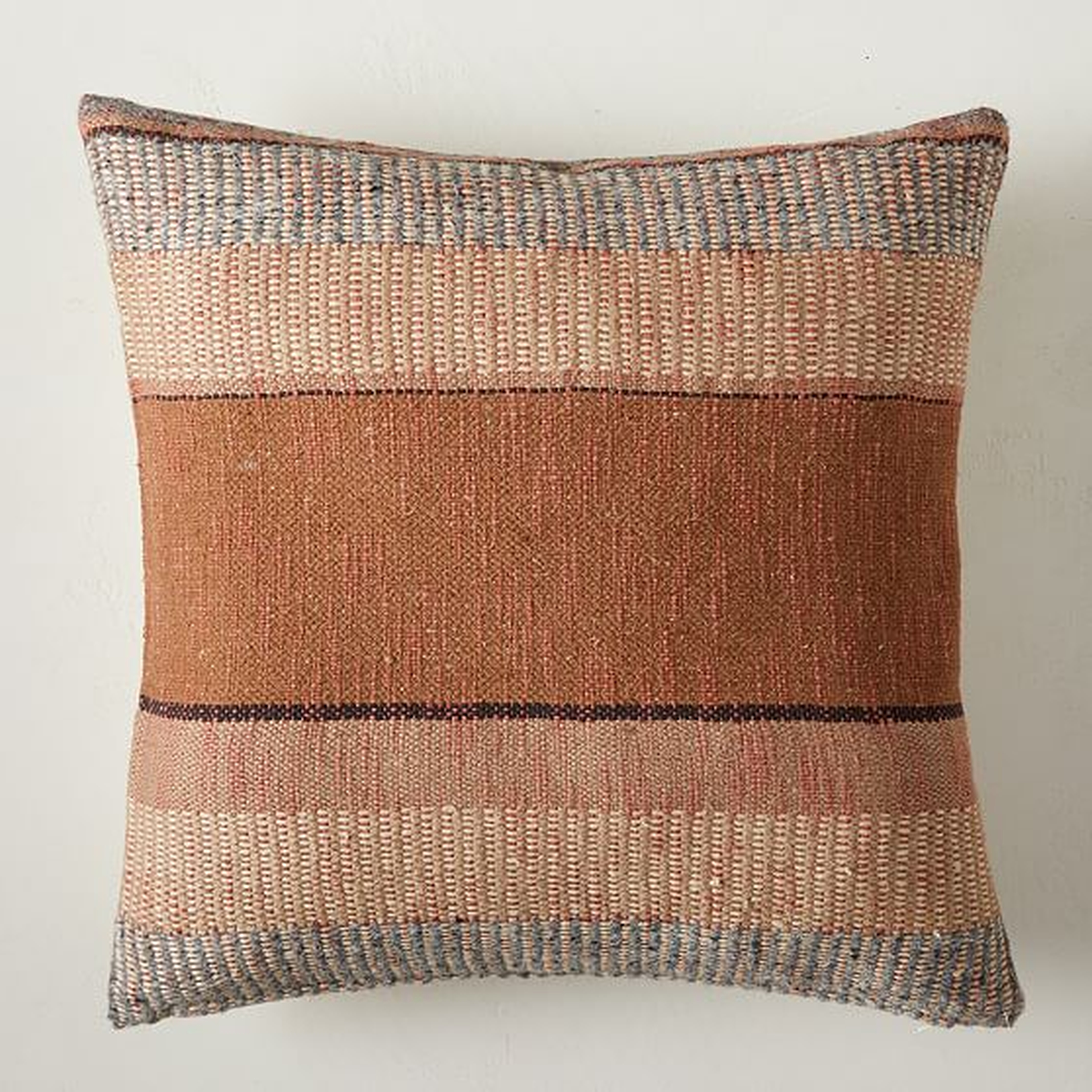 Bold Center Mixed Stripe Pillow Cover, 20"x20", Terracotta - West Elm