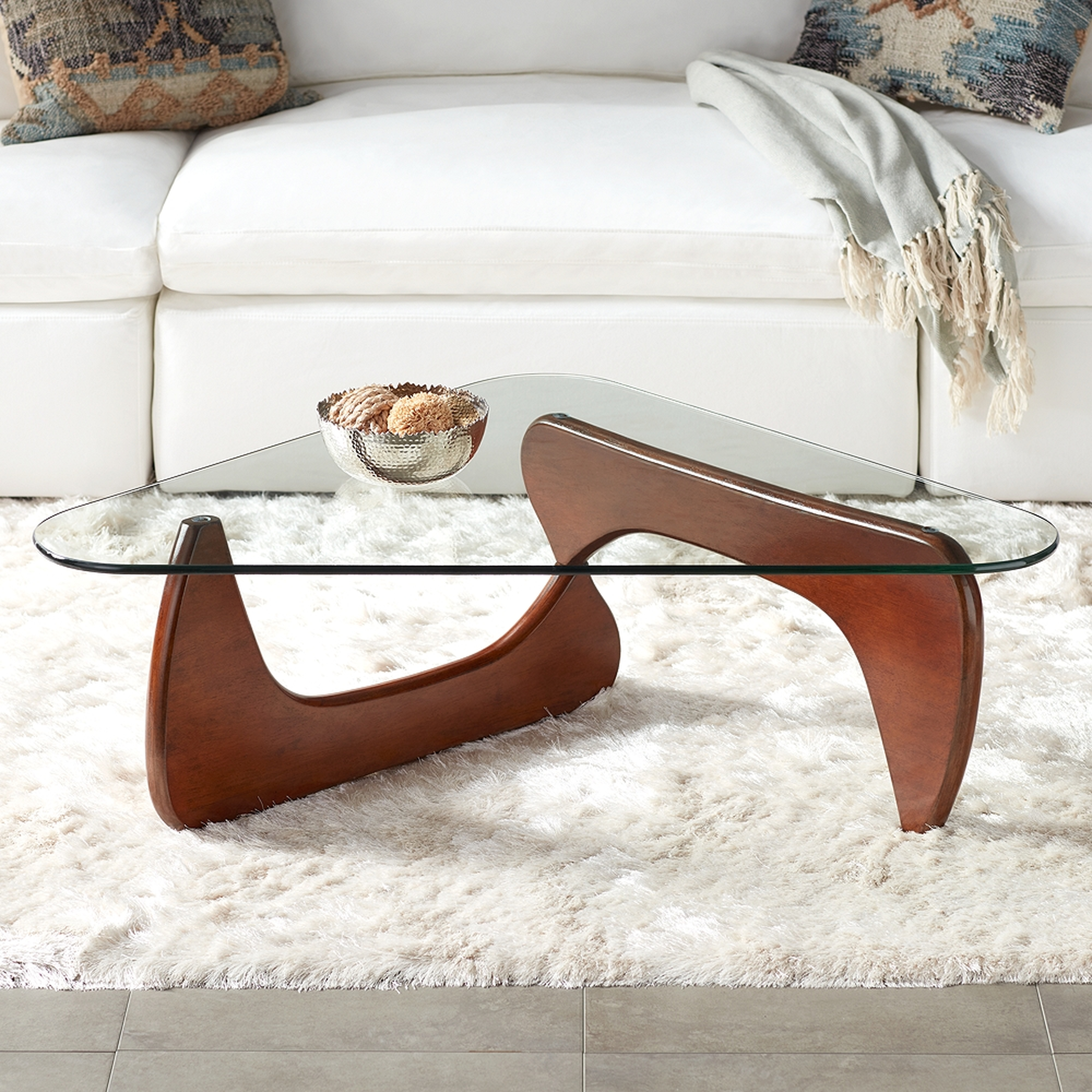 Elm Lane Chloe 47 1/2" Glass and Wood Mid Century Modern Coffee Table - Lamps Plus
