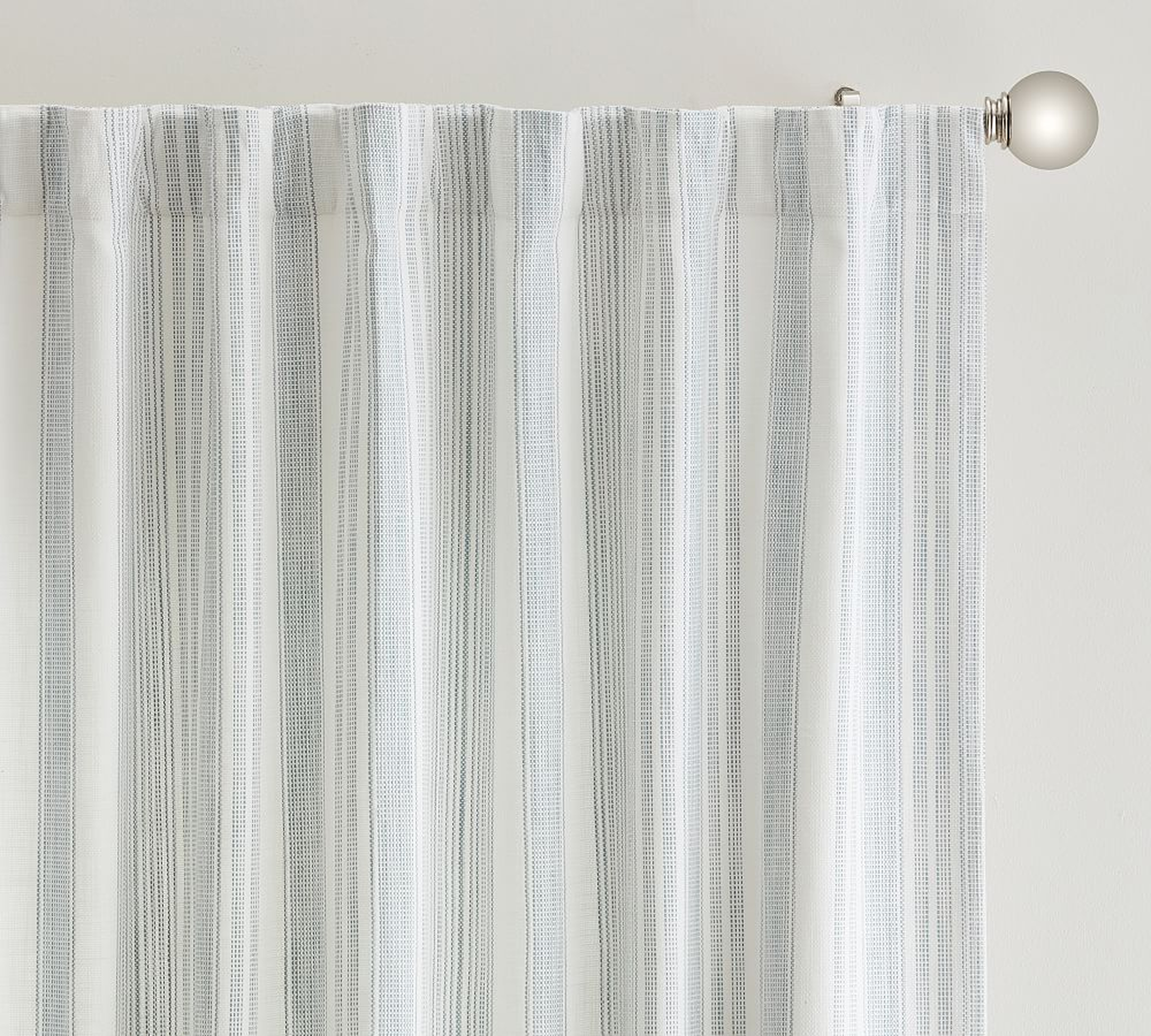 Hawthorn Striped Cotton Curtain, 50 x 84", Blue - Pottery Barn