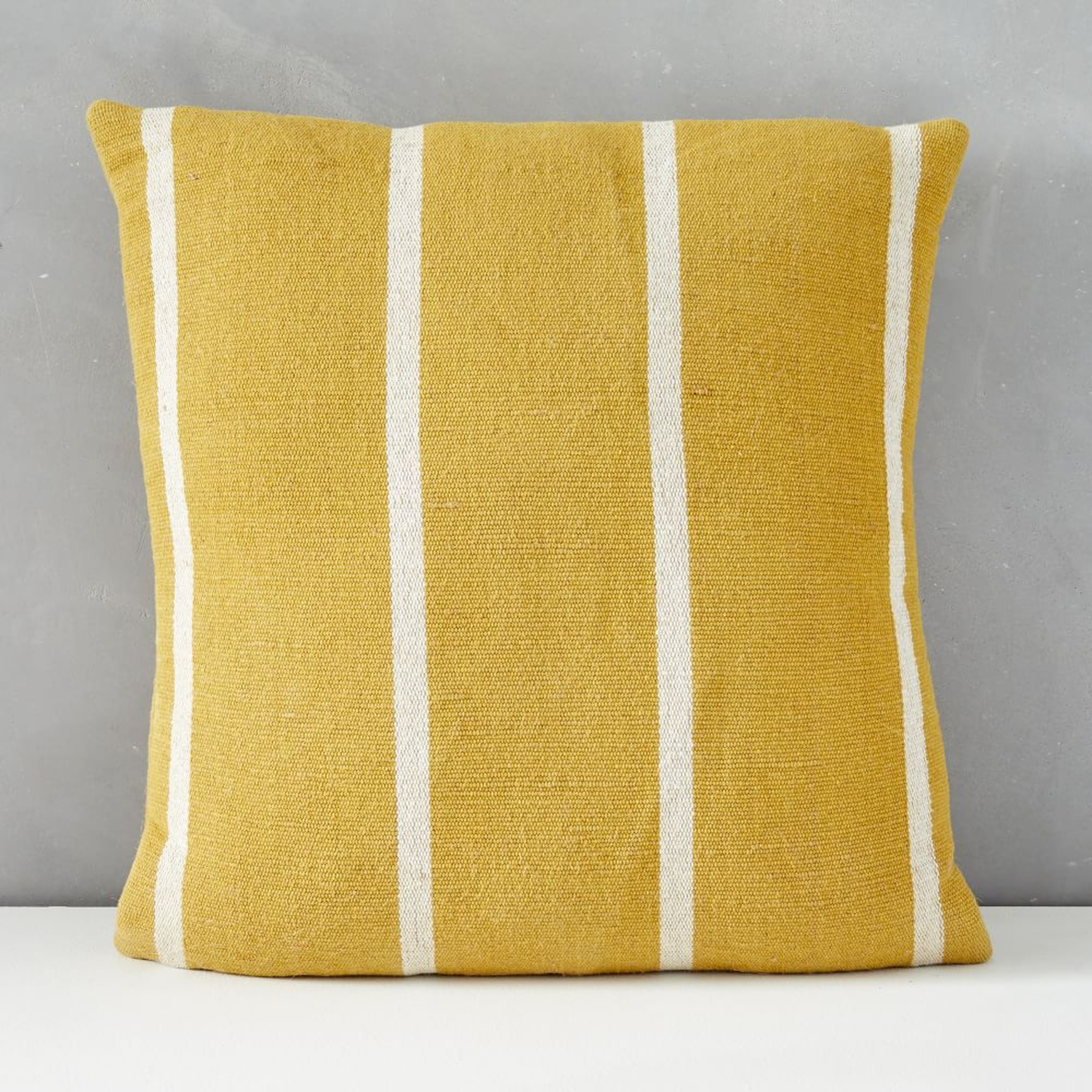 Outdoor Simple Stripe Pillow, 20"x20", Dark Horseradish - West Elm
