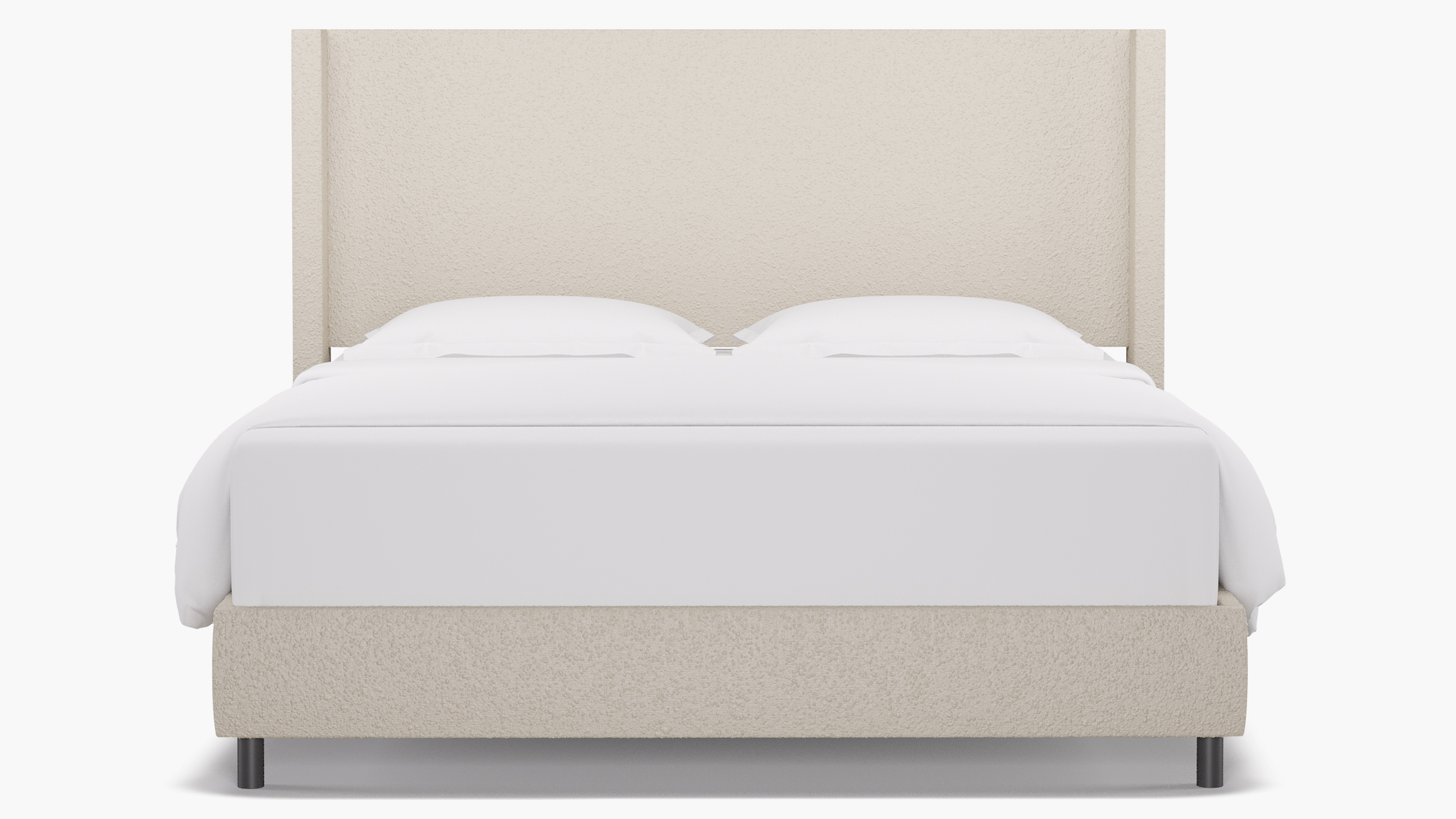 Modern Wingback Bed, Snow Bouclé, King - The Inside
