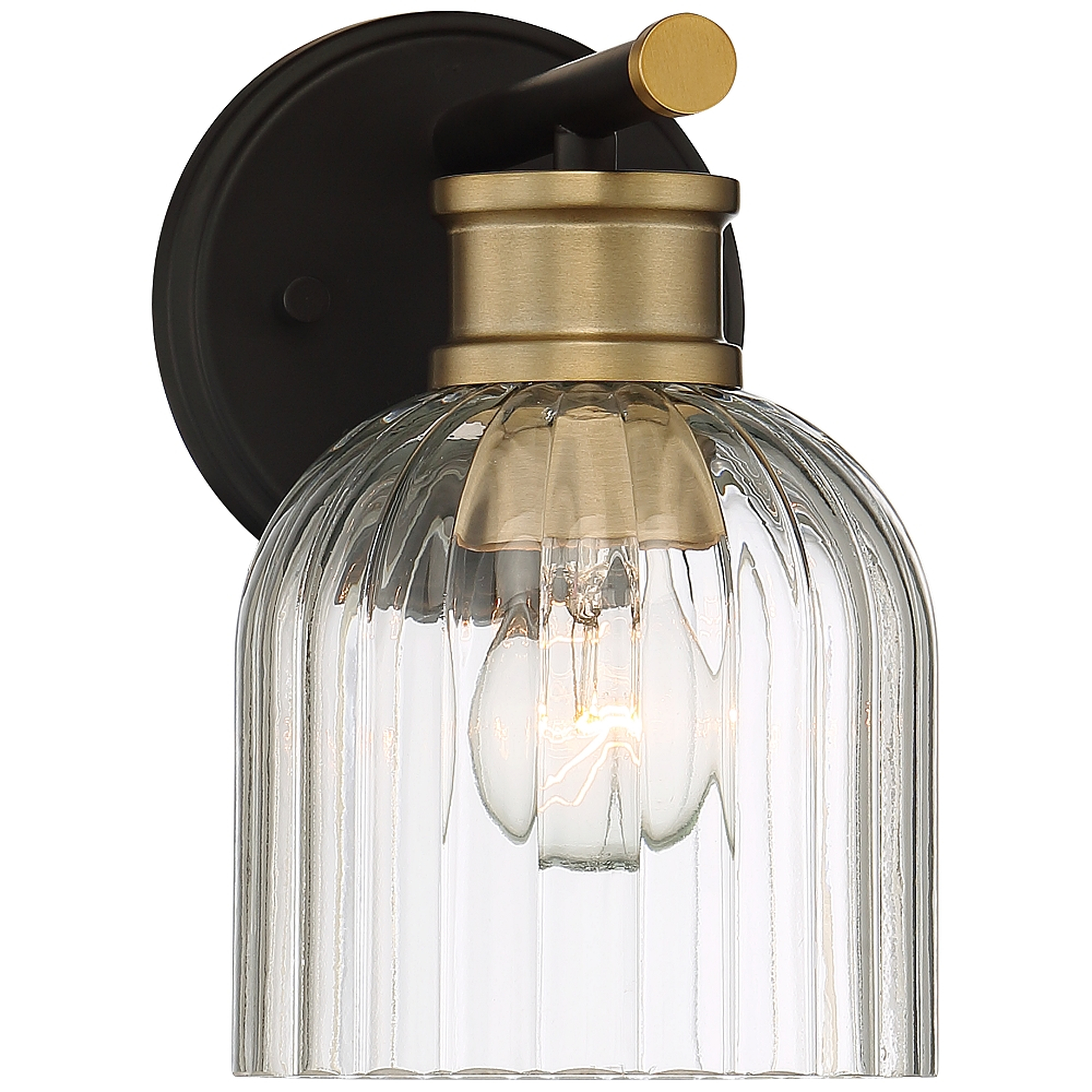 Stiffel Lana 9" High Black and Warm Brass Wall Sconce - Lamps Plus