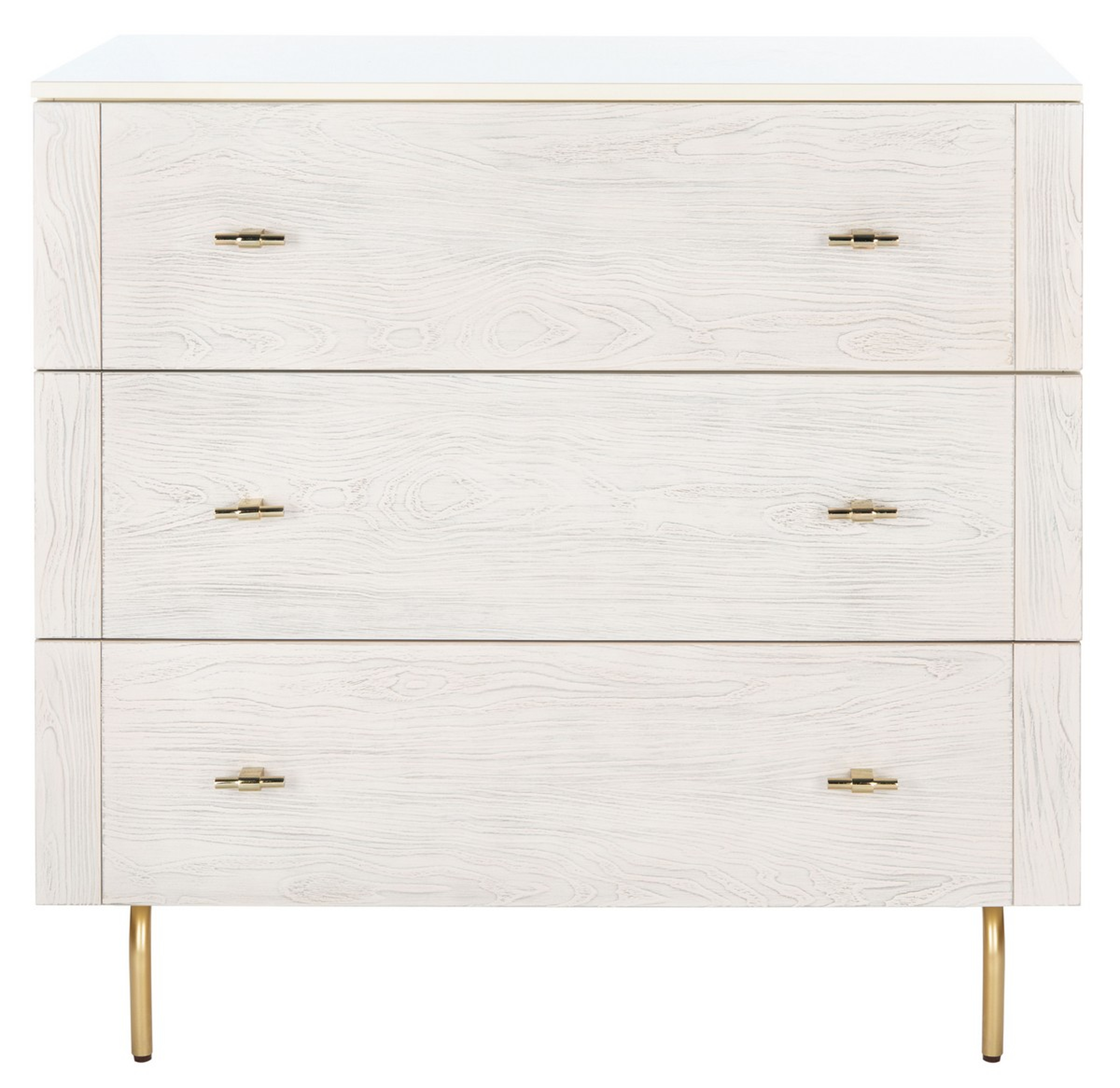 Genevieve 3 Drawer Dresser - Cream/White Washed - Safavieh - Safavieh