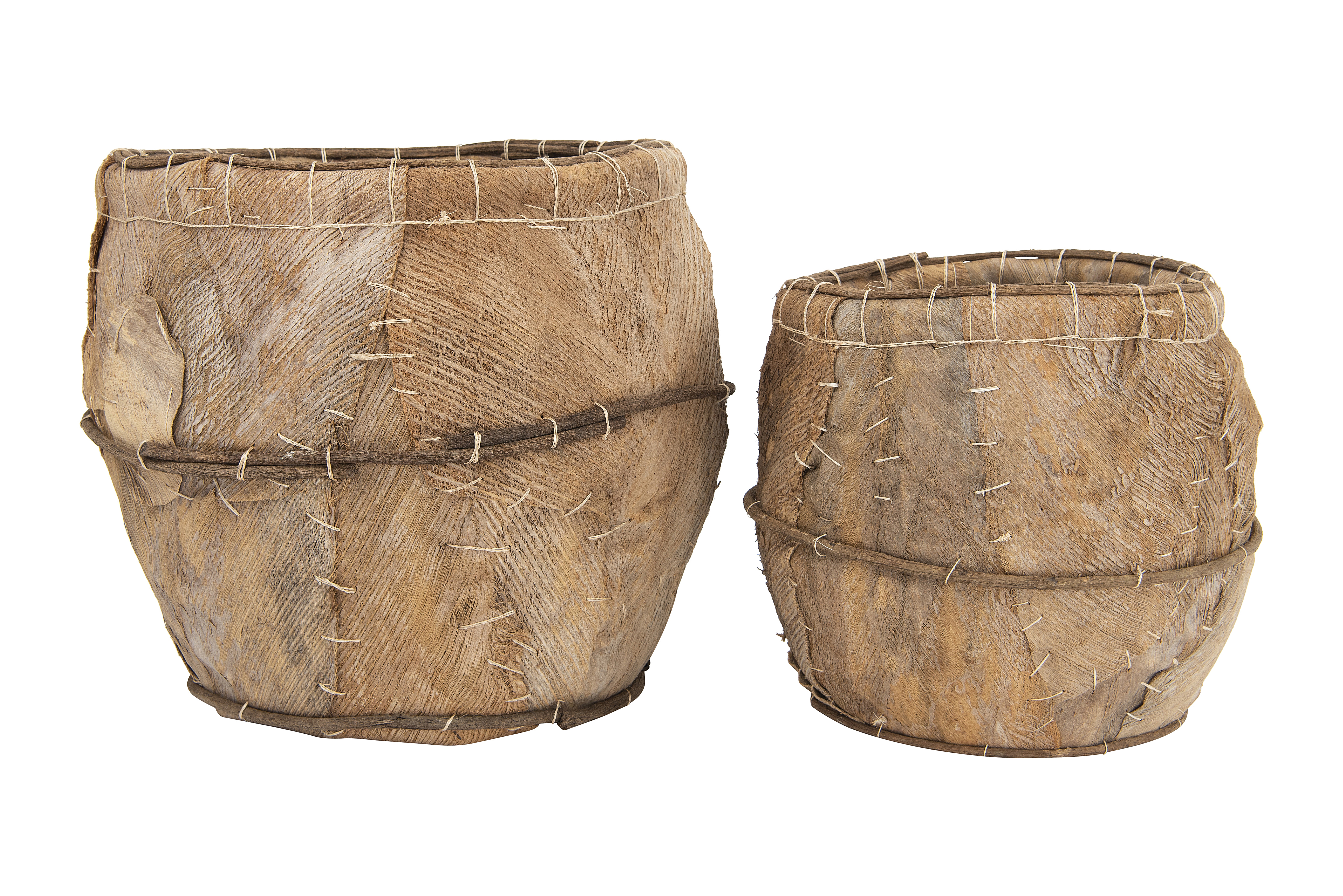 Handmade Coca Leaf Planters with Plastic Lining (Set of 2 Sizes/Hold 17" & 20" Pots) Each one will vary - Nomad Home