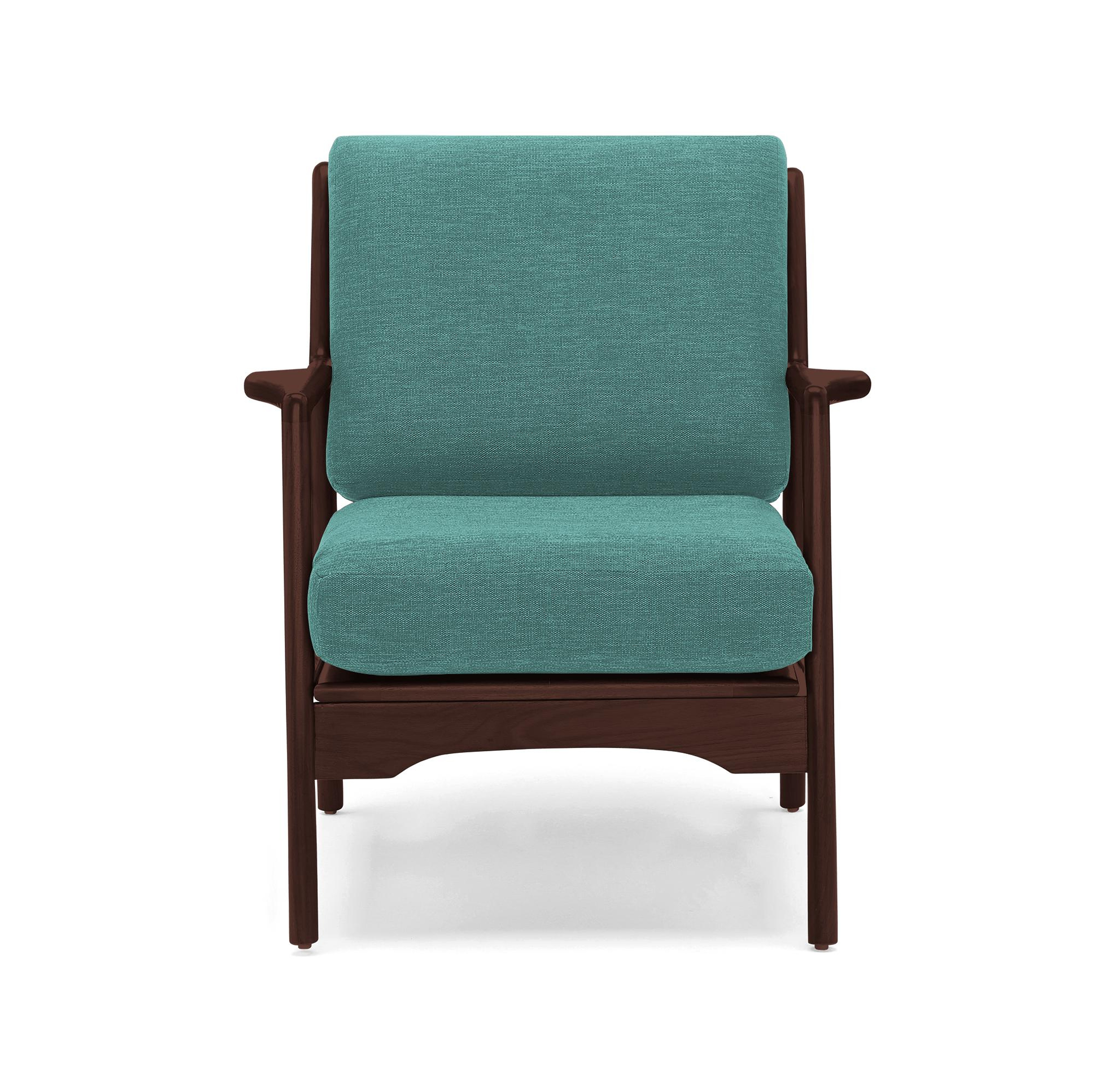Green Collins Mid Century Modern Chair - Essence Aqua - Walnut - Joybird