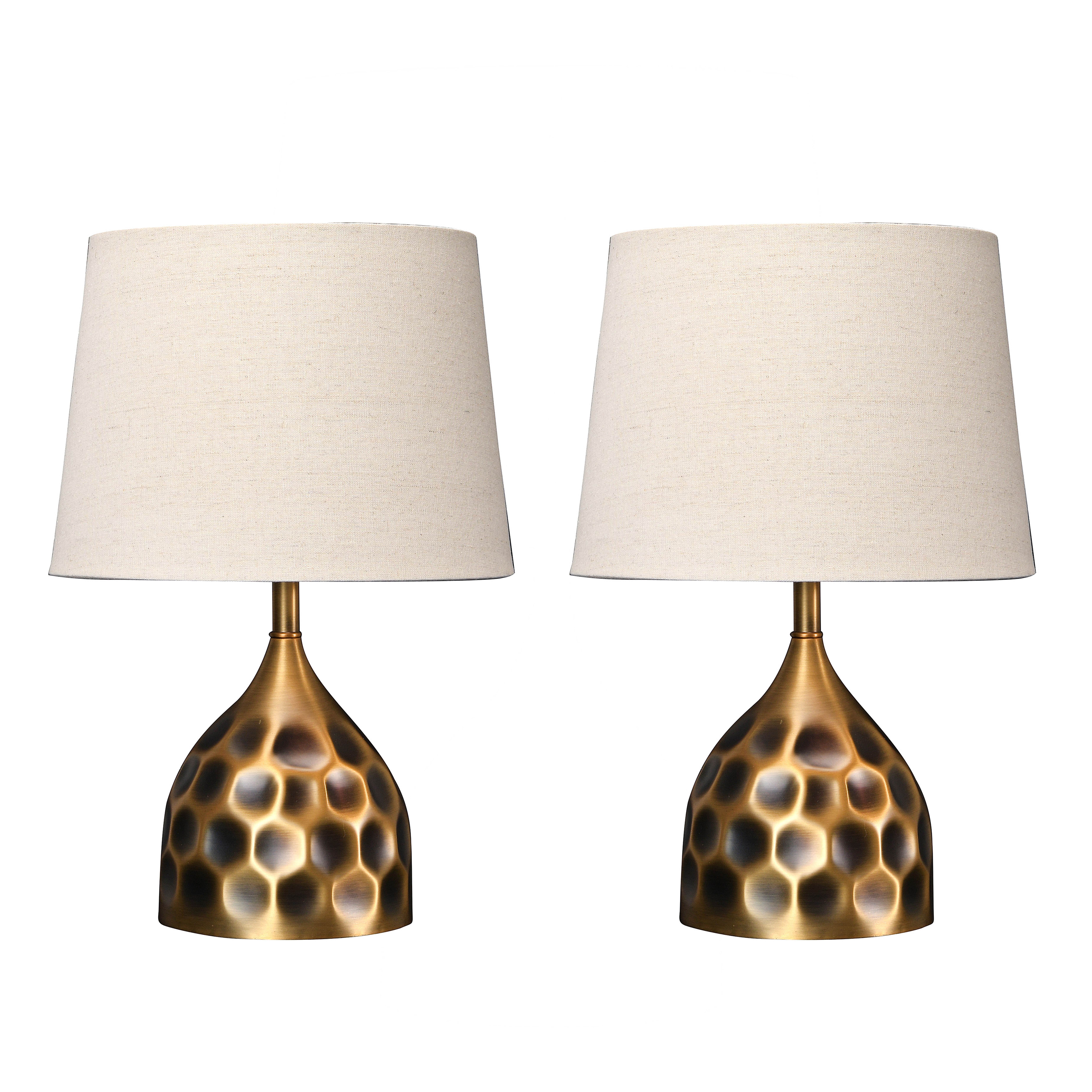 19" Hammered Brass Table Lamps, Set of 2 - Nomad Home