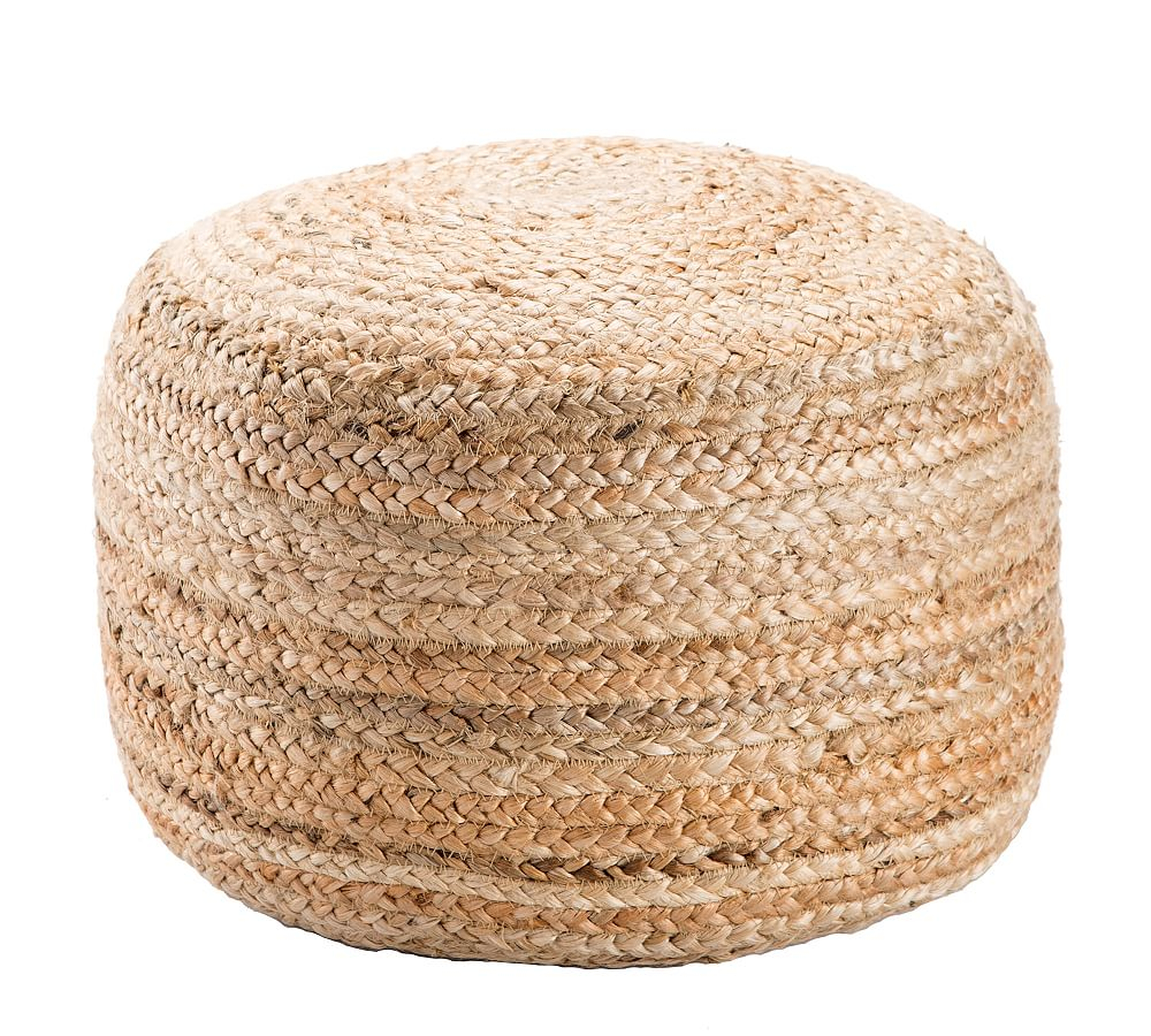 Round Hand Braided Jute Pouf, 18" x 18" x 12", Warm Natural - Pottery Barn