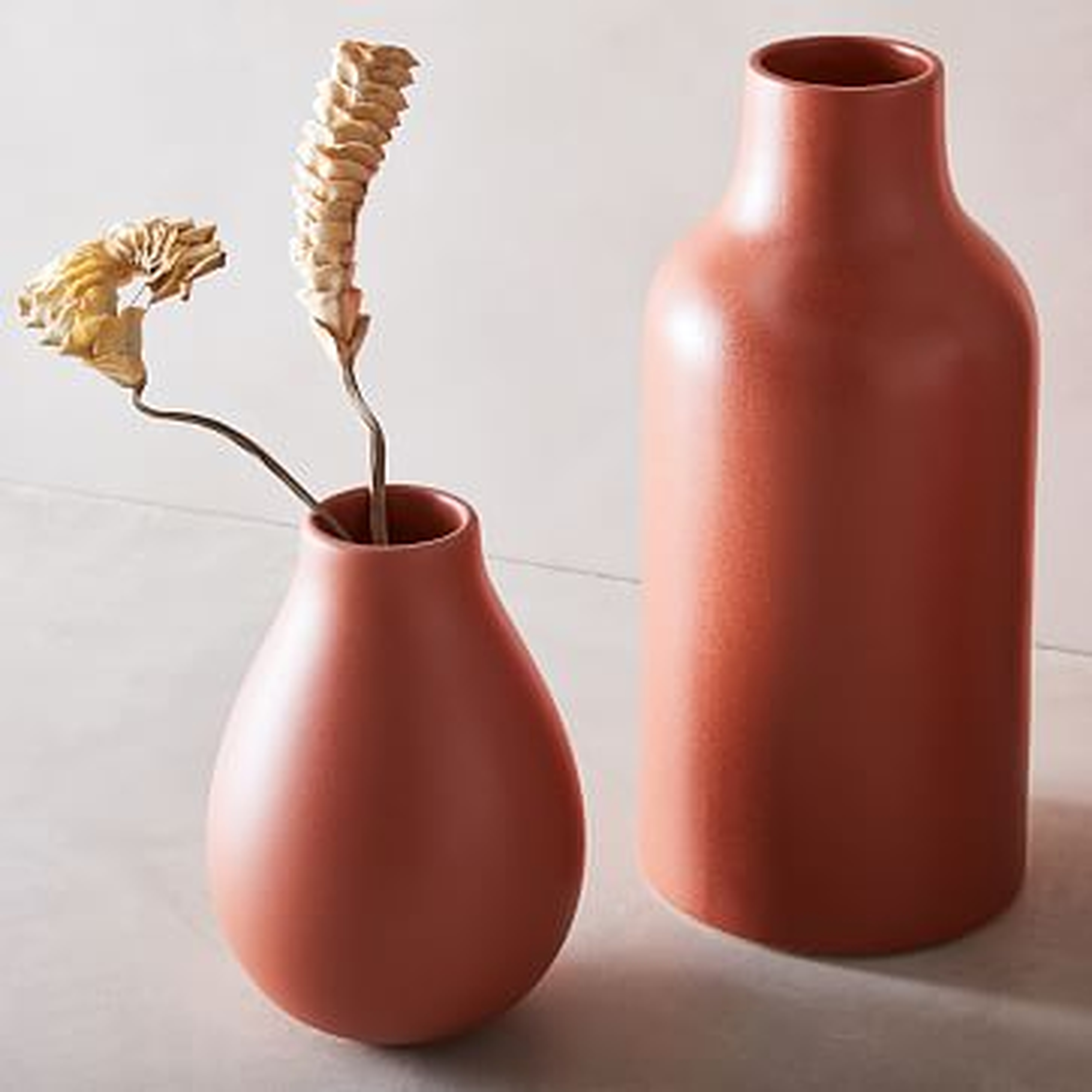 Pure Ceramic Vases, Clay, 1 X Small Raindrop, 1 X Jug Bom - West Elm