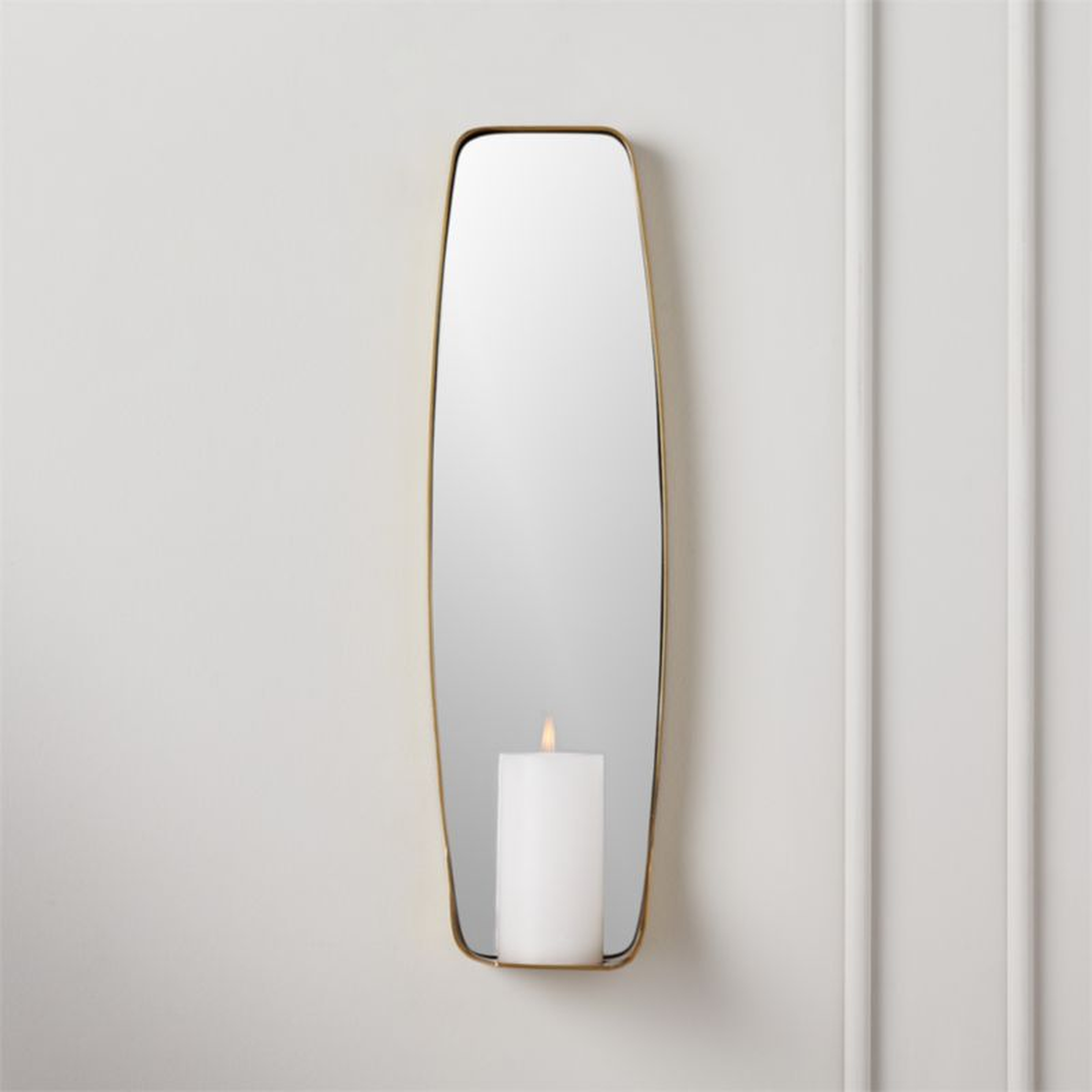 Fling Mirrored Brass Wall Sconce Pillar Candle Holder - CB2