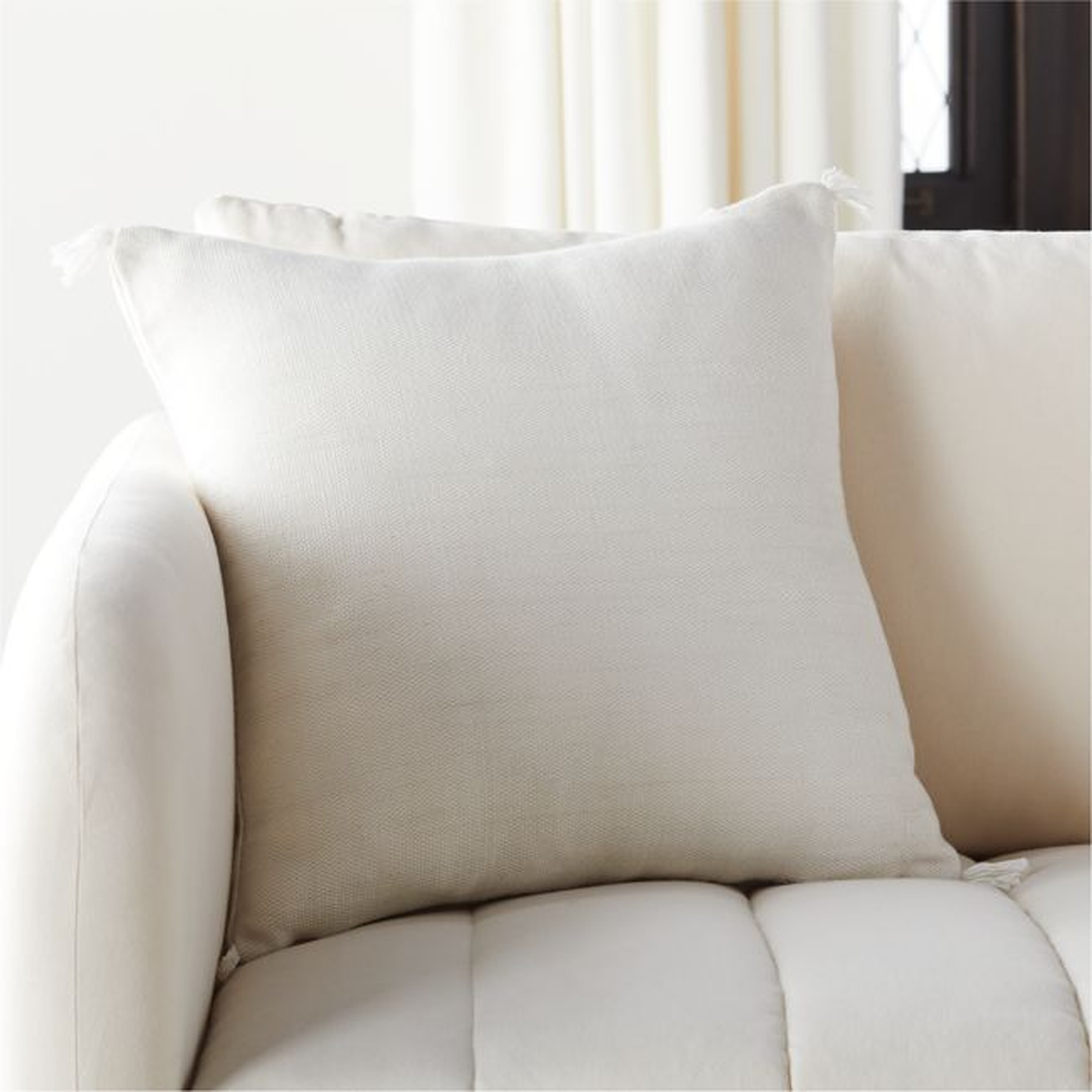 18" Plait Ivory Pillow with Feather-Down Insert - CB2