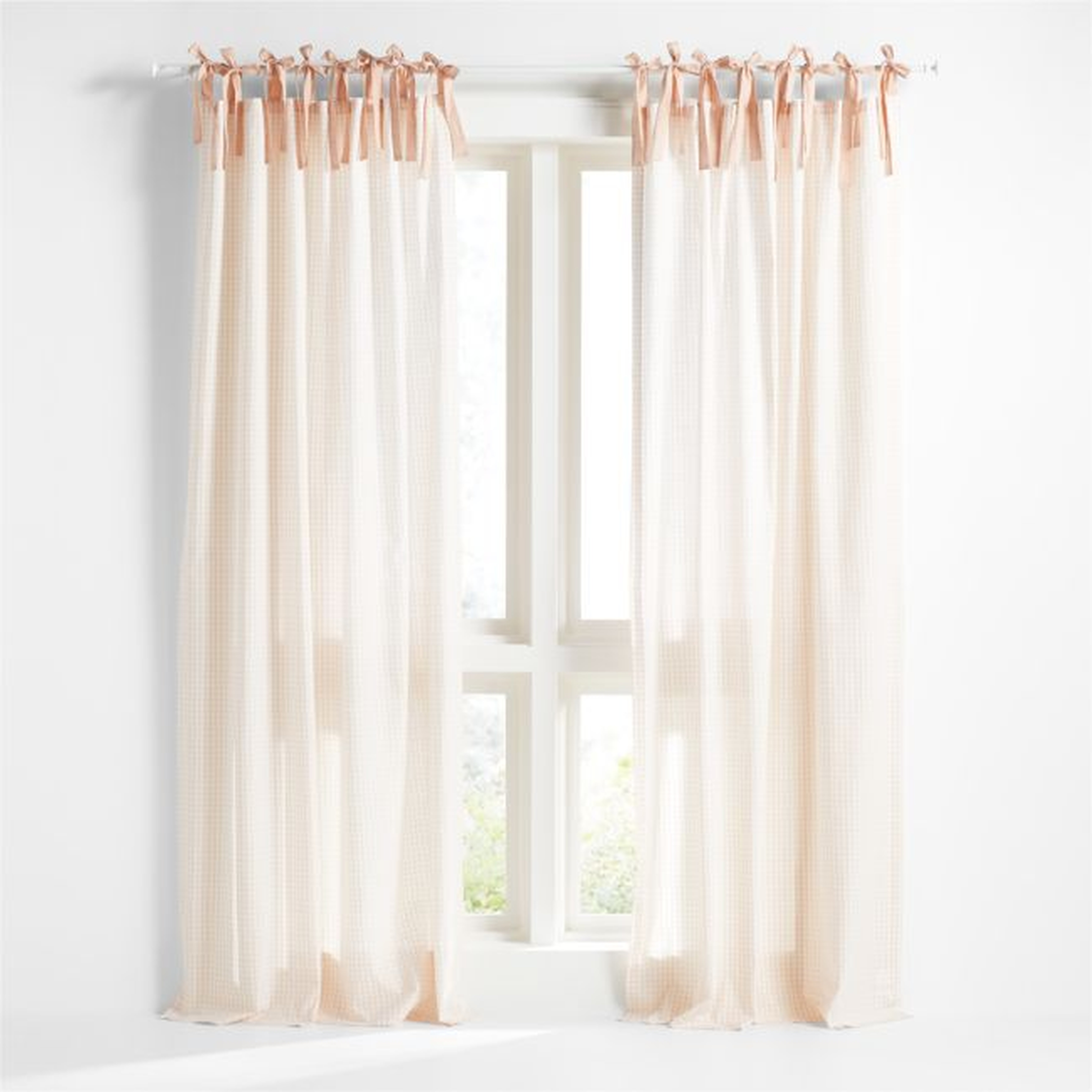 96" Pink Organic Cotton Windowpane Plaid Curtain Panel - Crate & Kids