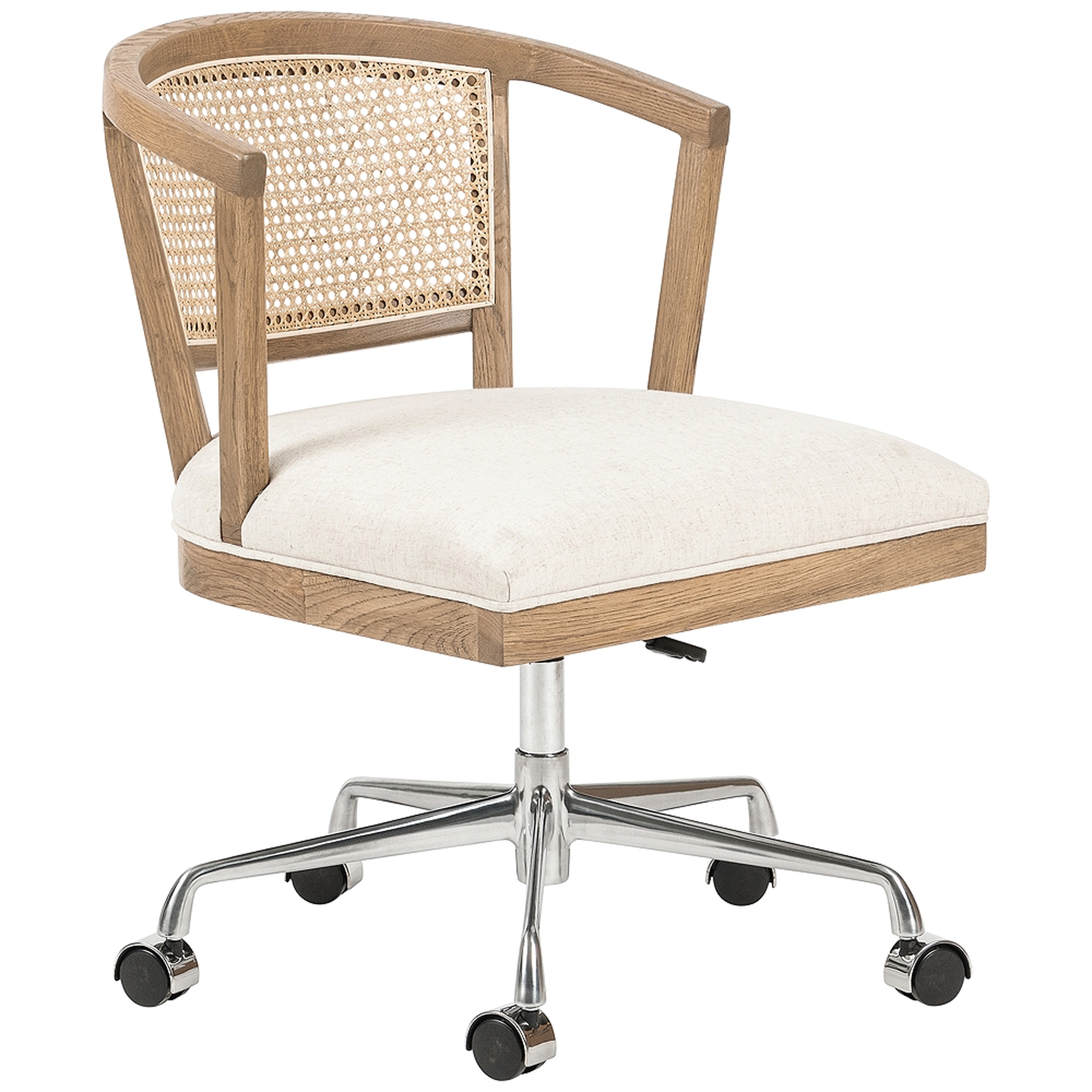 Alexa Mid-Century Oak and Cane Adjustable Swivel Desk Chair - Style # 97M53 - Lamps Plus