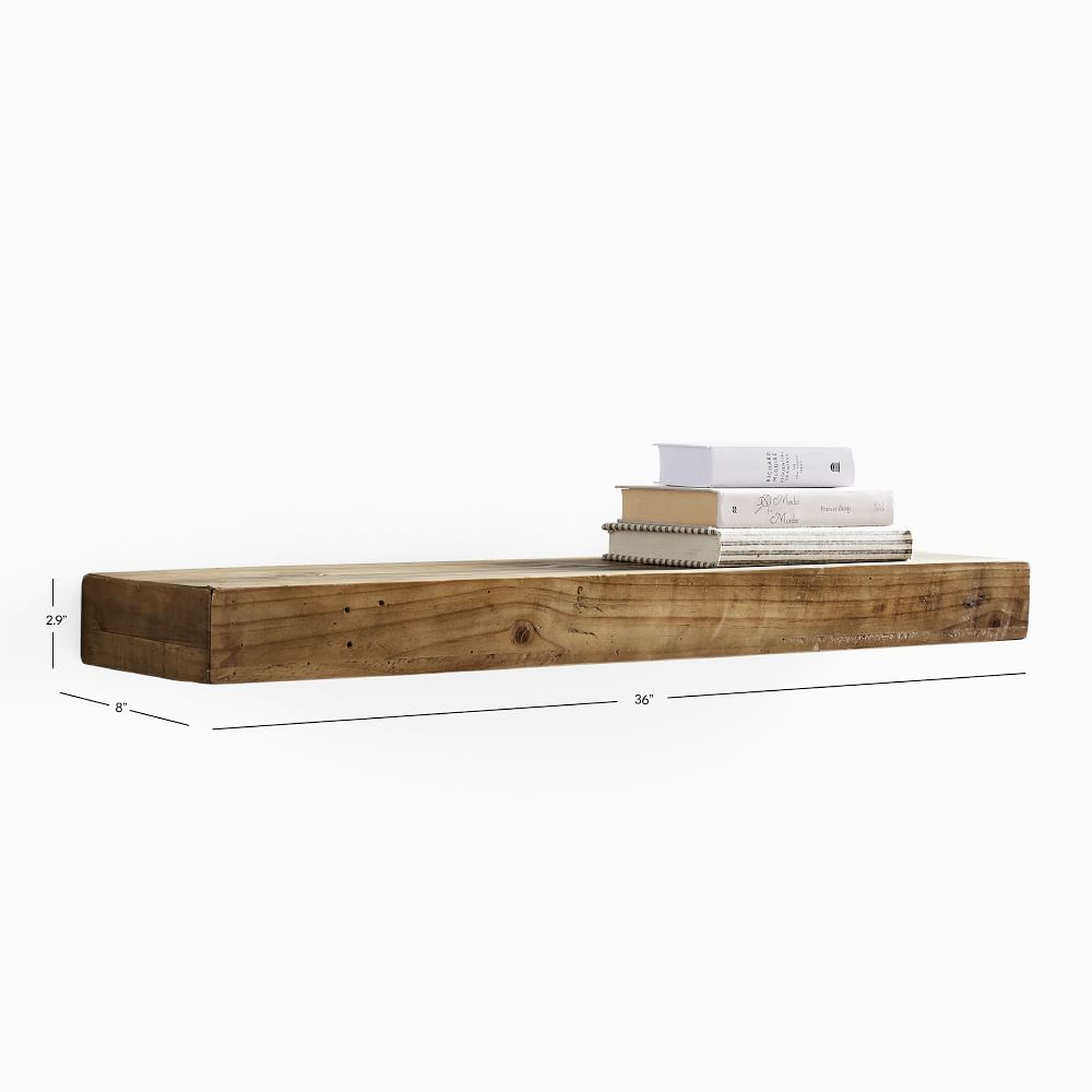 Reclaimed Solid Pine Floating Wall Shelves - West Elm