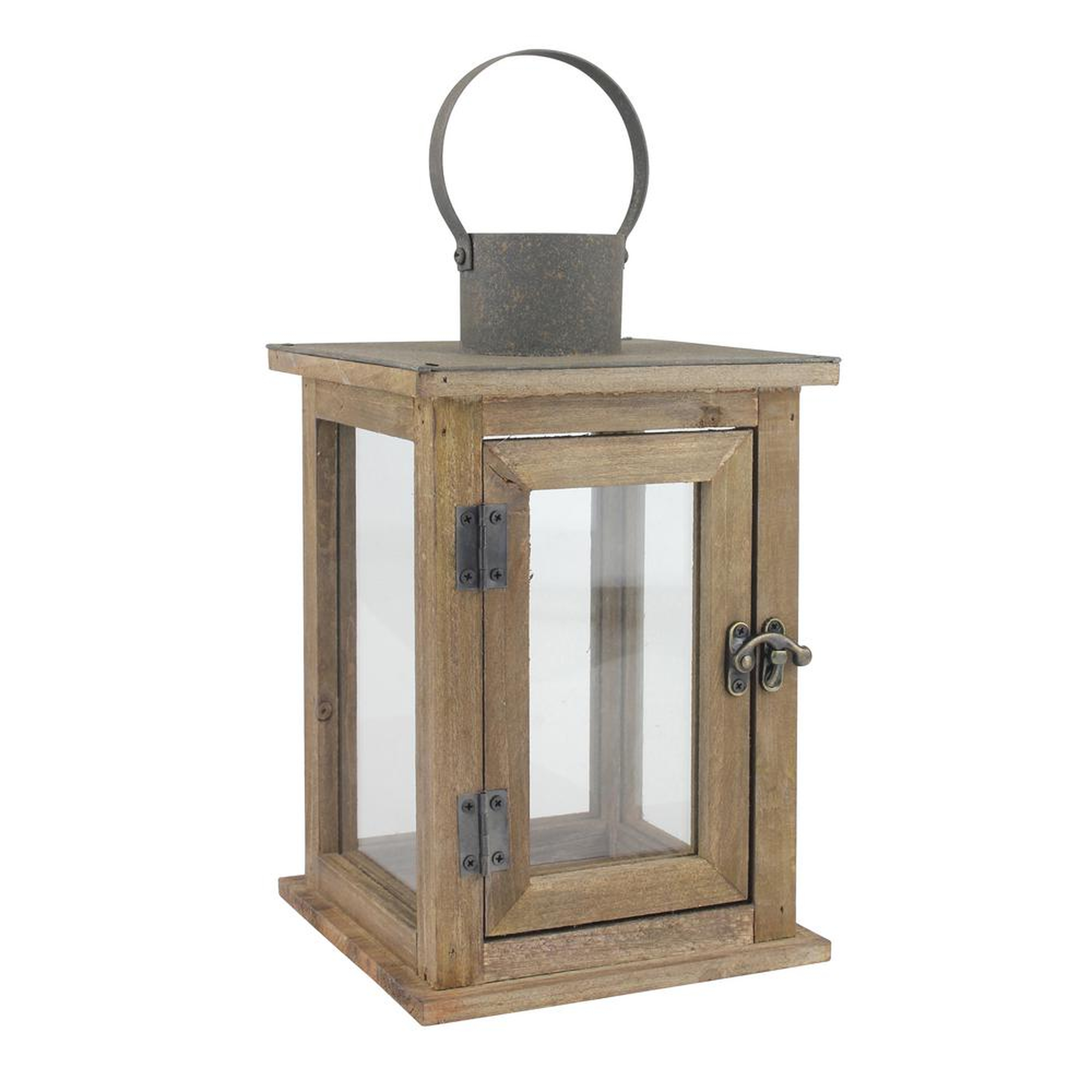 11" Rustic Wood Lantern - Home Depot