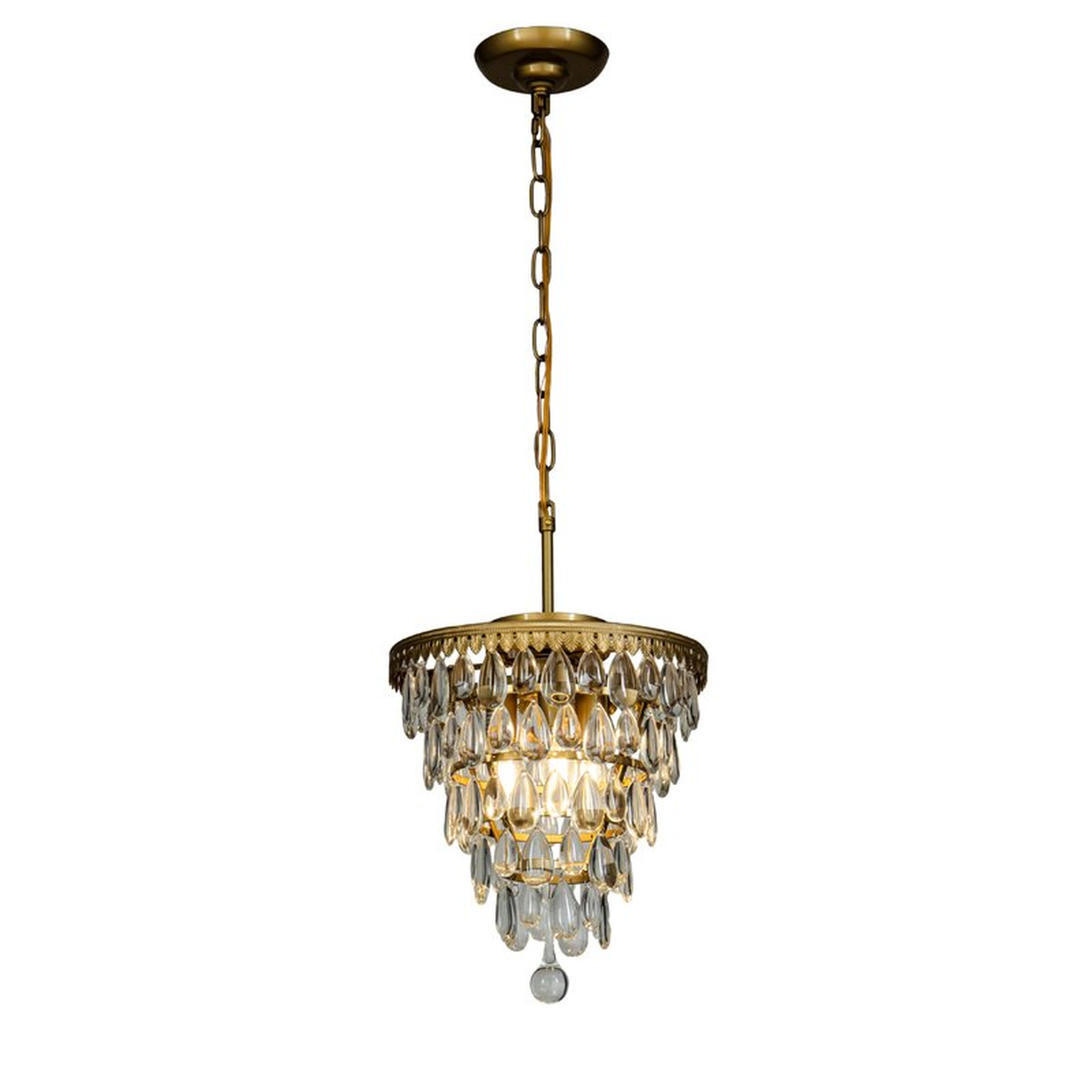 Wyndham 3-Light Unique Tiered Chandelier with Wrought Iron Accents - Wayfair