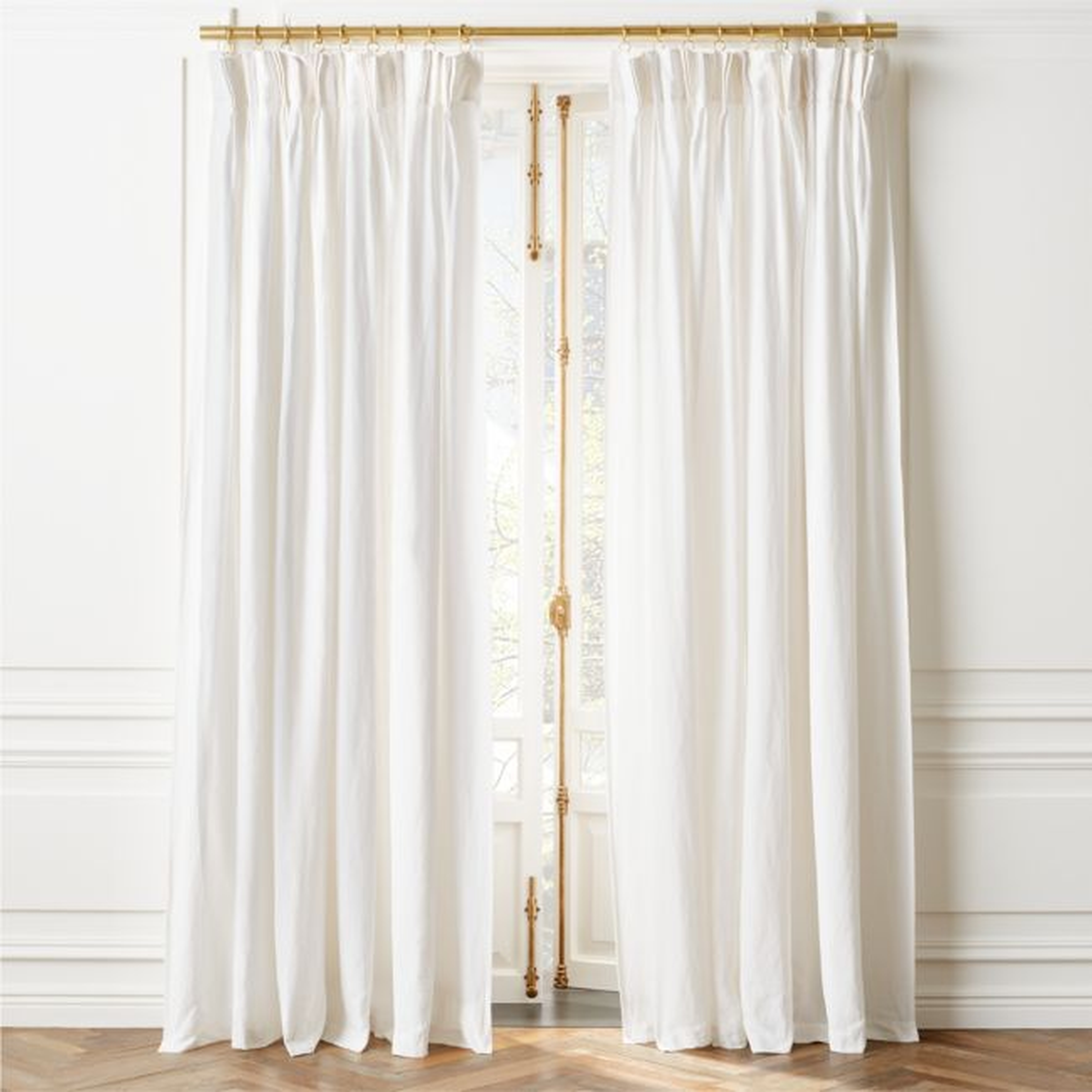 Pleated Linen White Curtain Panel 48"x84" - CB2