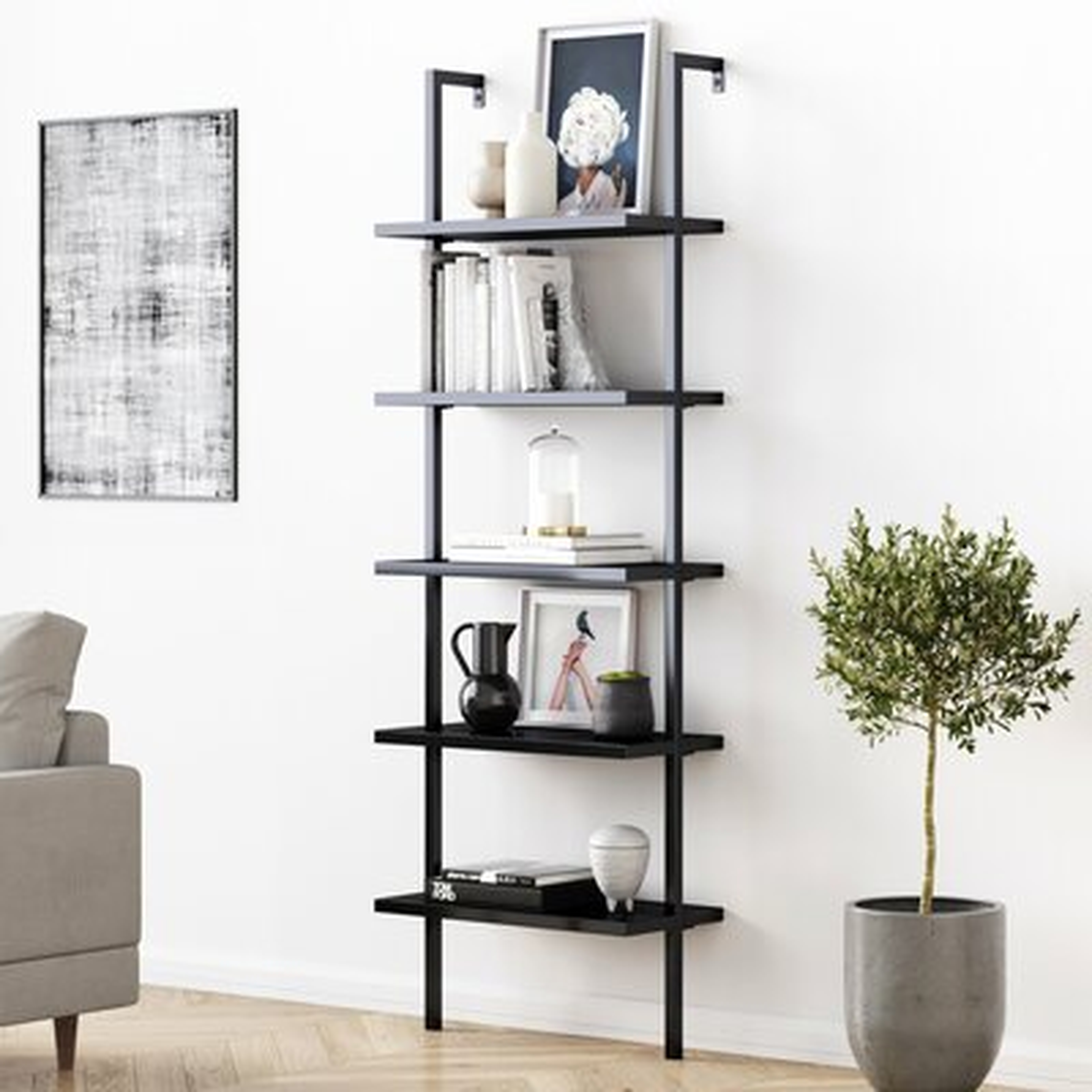 Zachary Metal Ladder Bookcase, Black - Wayfair