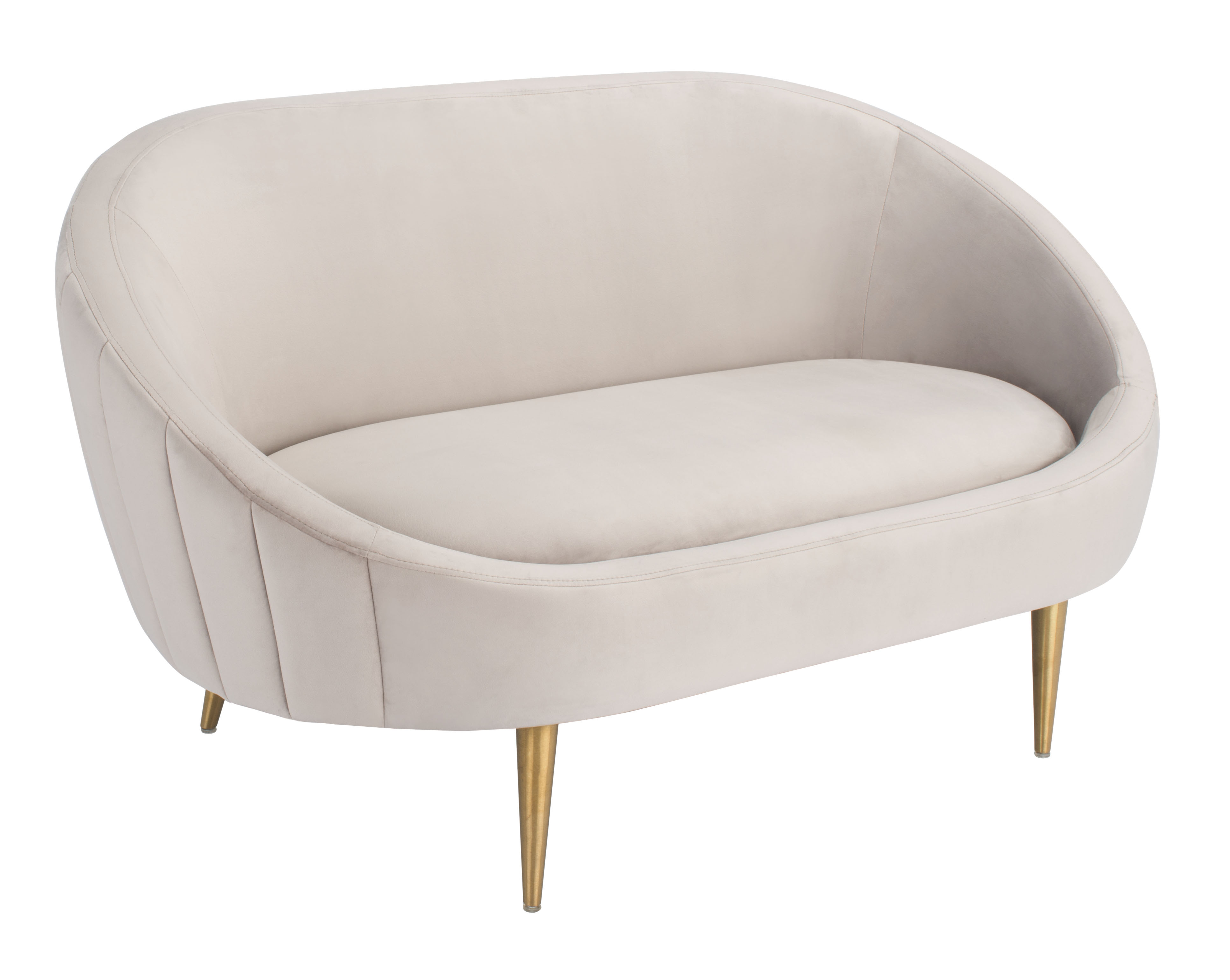 Razia Channel Tufted Tub Loveseat - Pale Taupe/Gold - Arlo Home - Safavieh