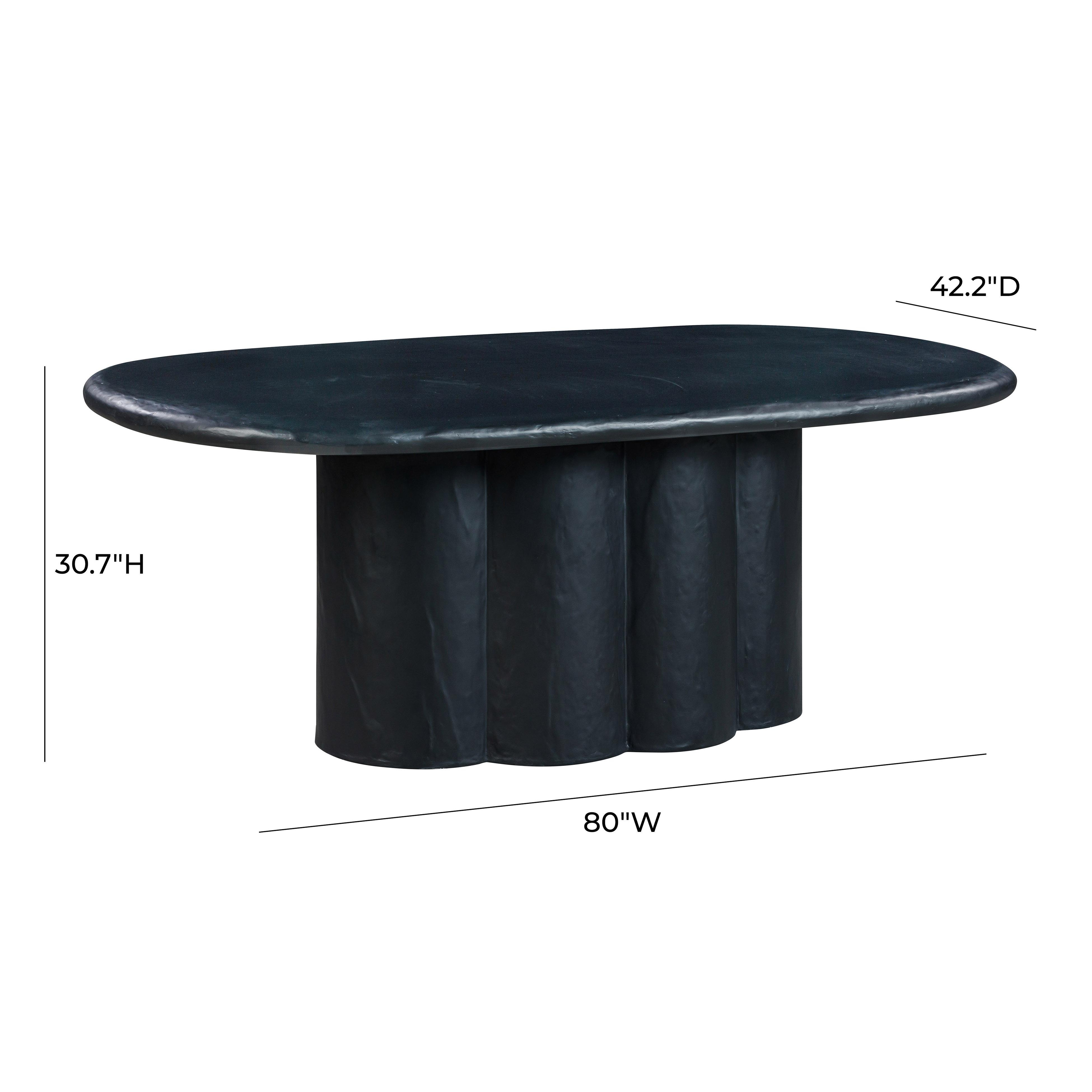 Elika Black Faux Plaster Oval Dining Table - TOV FURNITURE