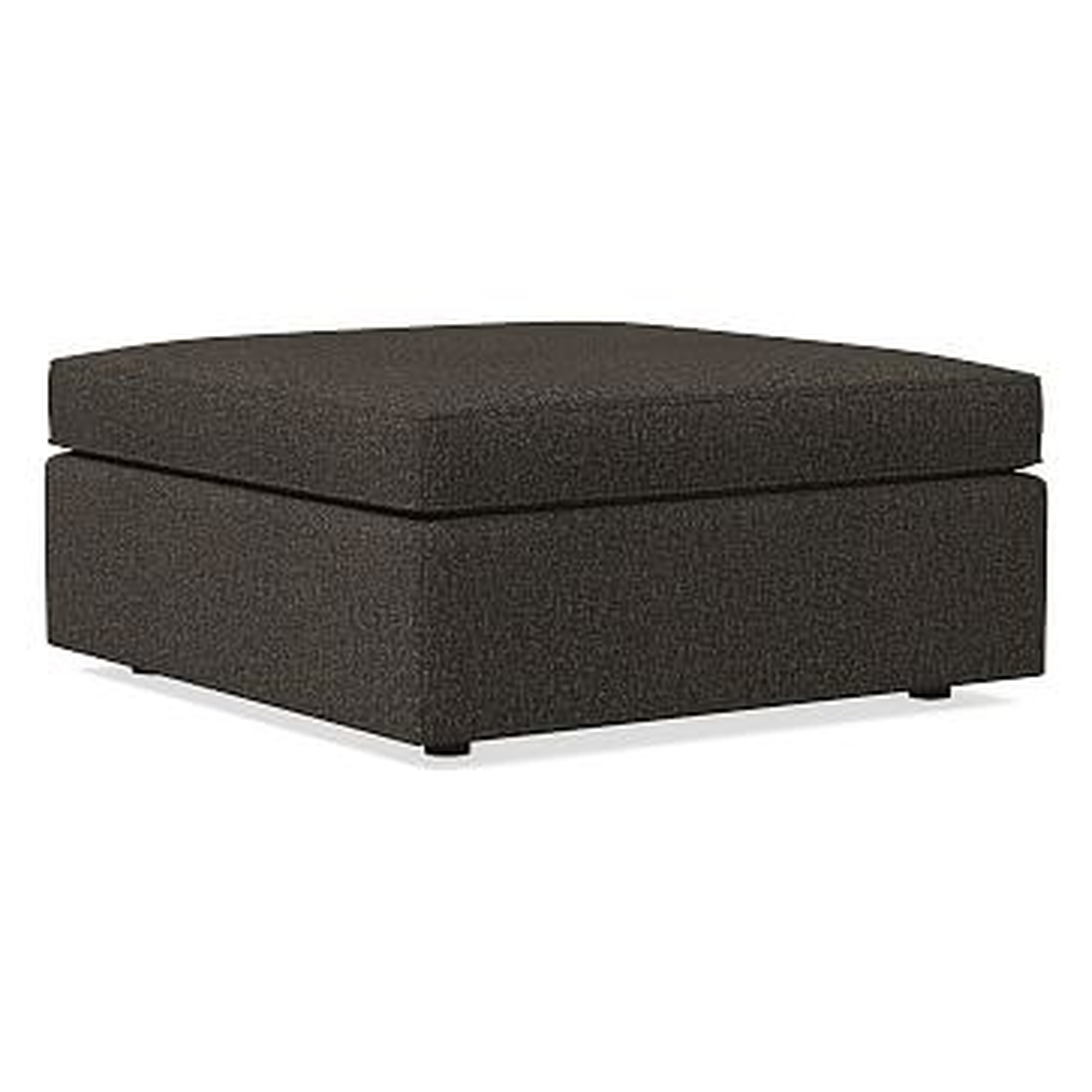 Harris Large Square Ottoman, Heathered Tweed, Charcoal, Concealed Support, Poly - West Elm