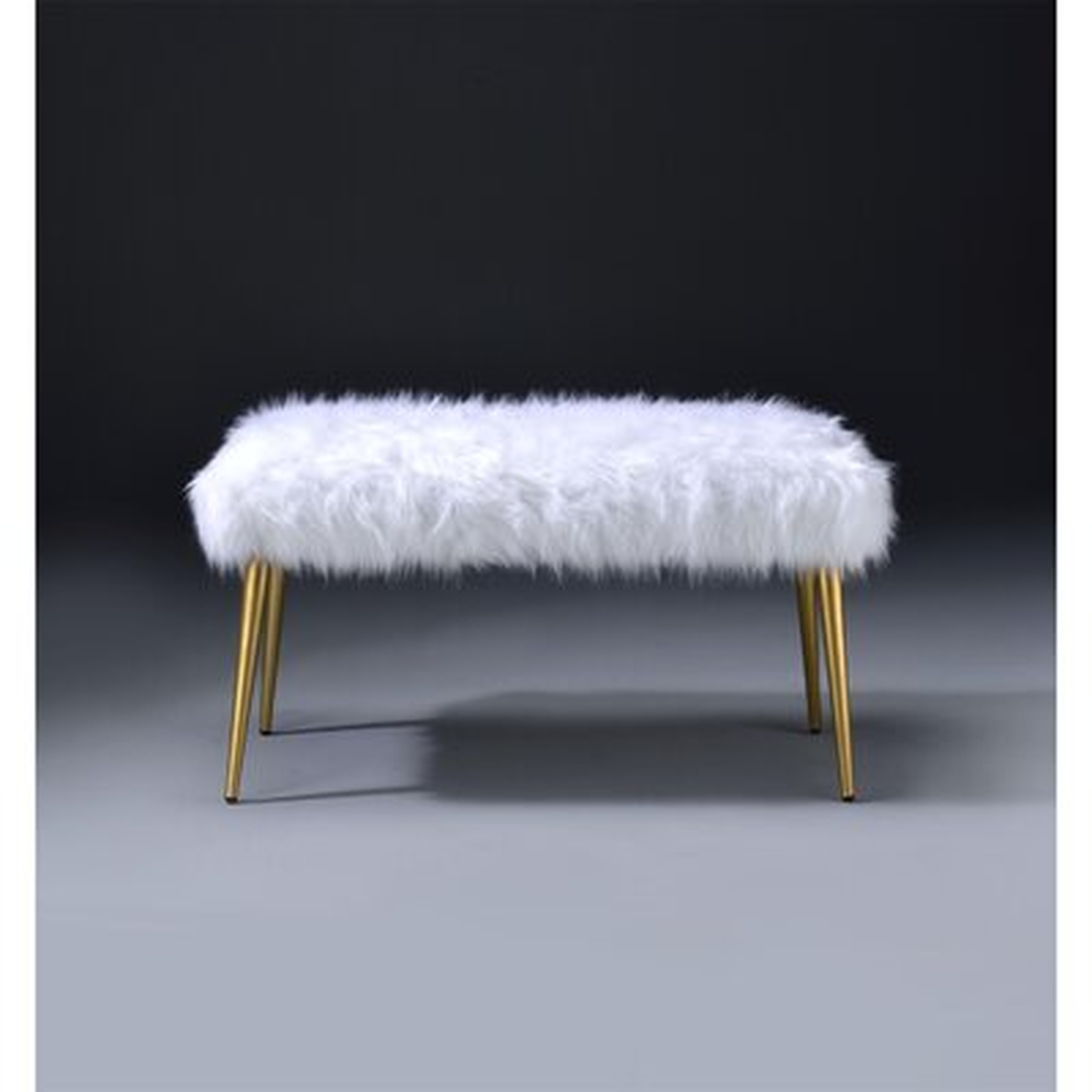 Modern Mid-century End Of Bed Bench In White Faux Fur & Gold - Wayfair