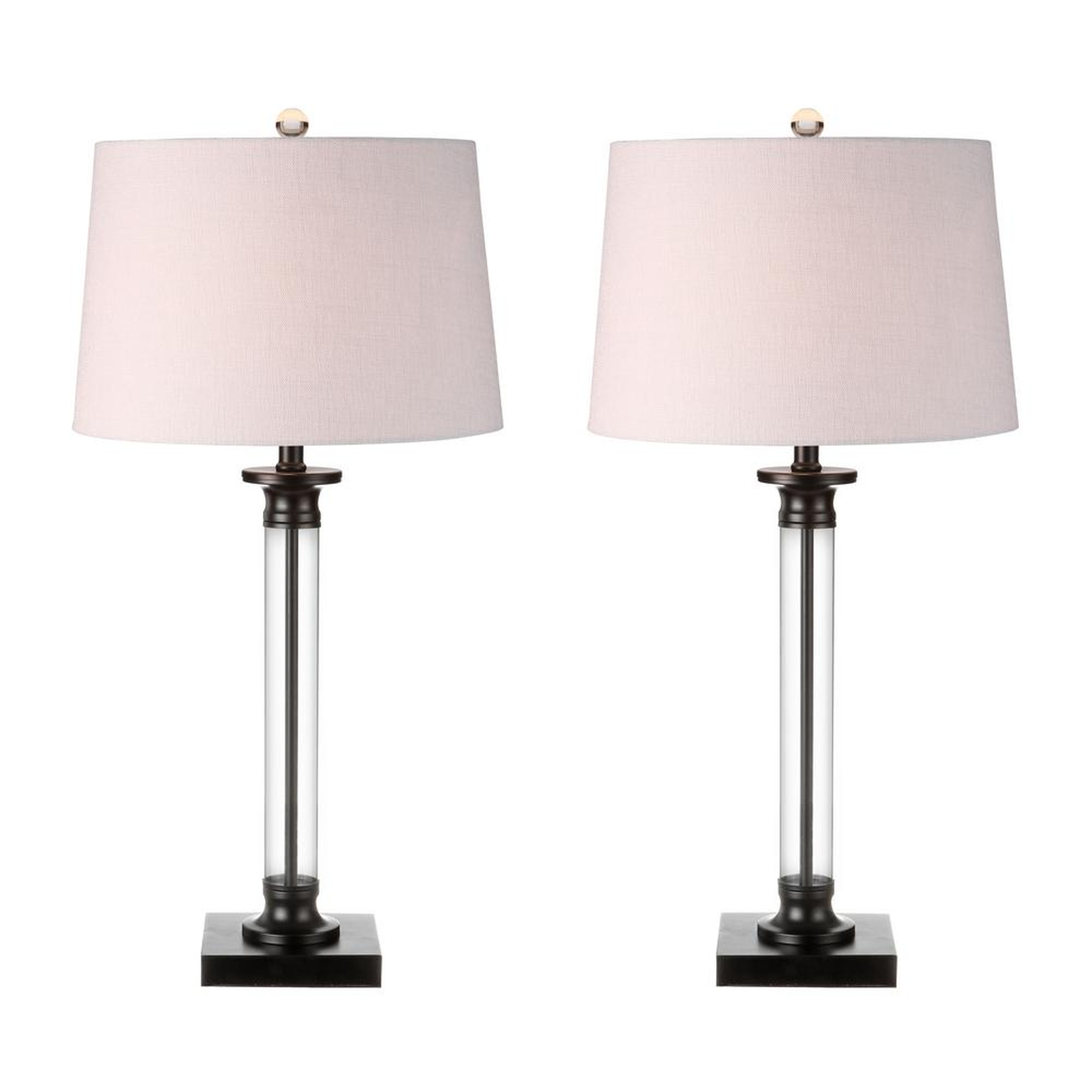 JONATHAN Y Mason 30 in. Black/Clear Glass and Metal Table Lamp (Set of 2) - Home Depot