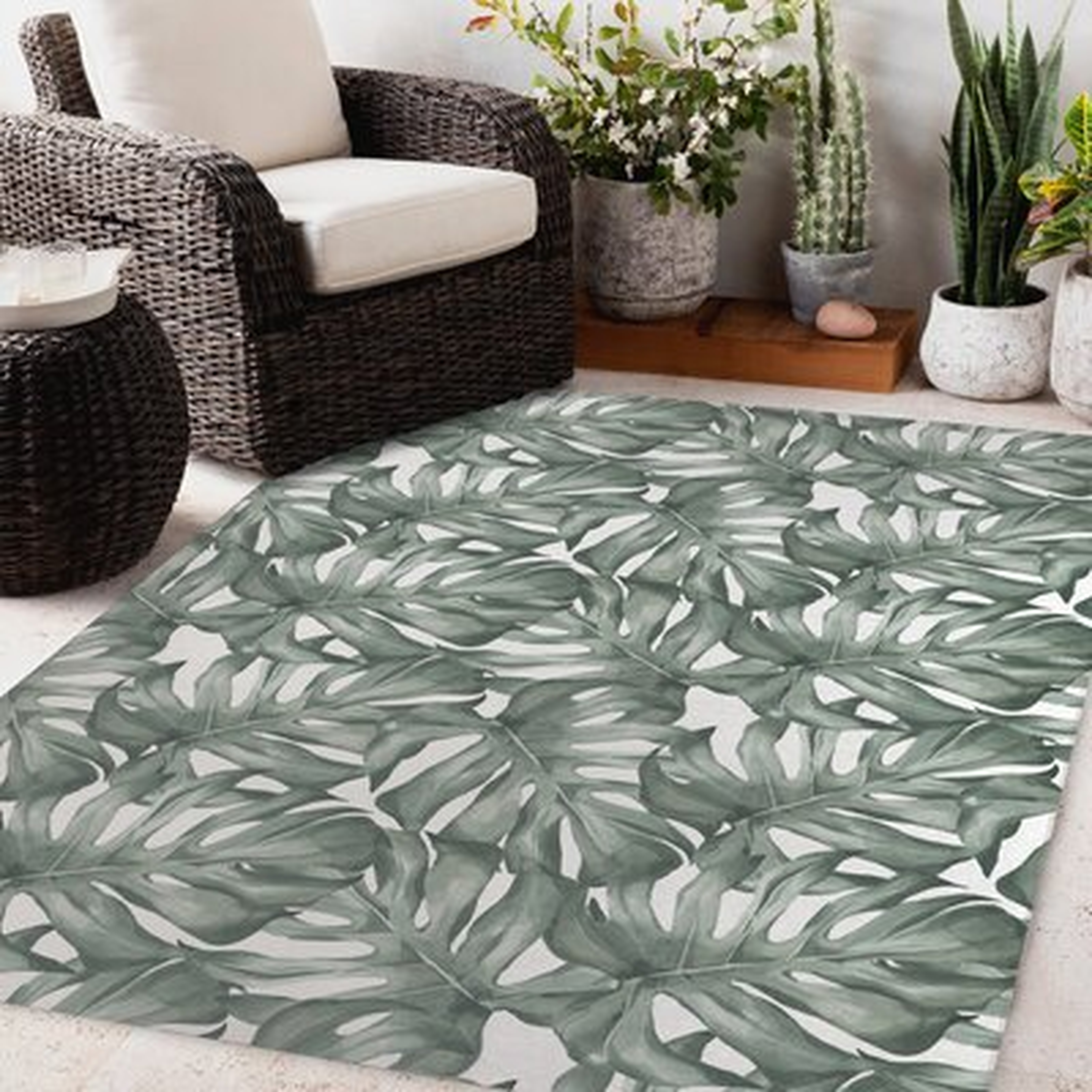 TROPICAL LEAVES GREEN Outdoor Rug By Terri Ellis - Wayfair