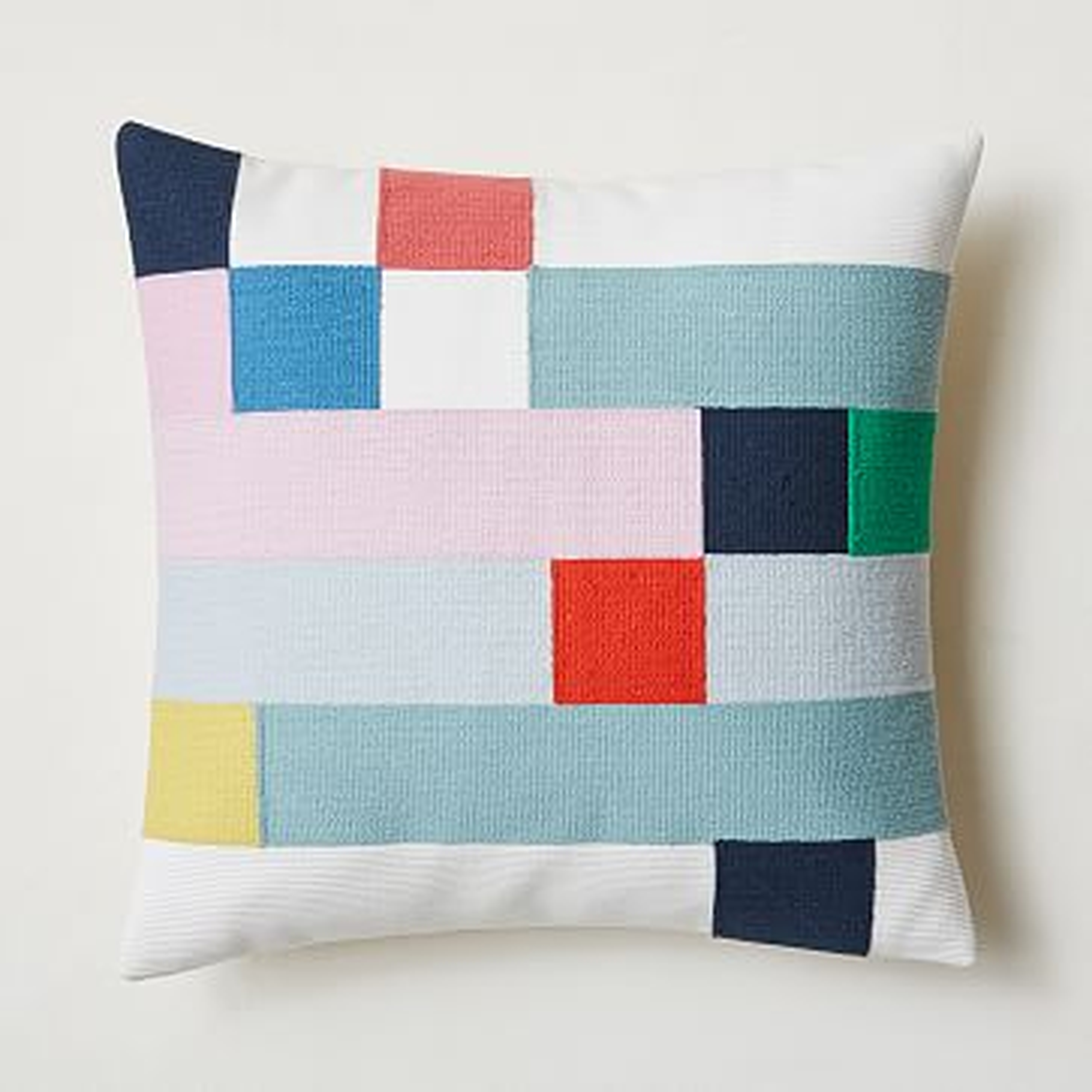 Margo Selby Mix Squares Pillow Cover, 20"x20", Stone White - West Elm