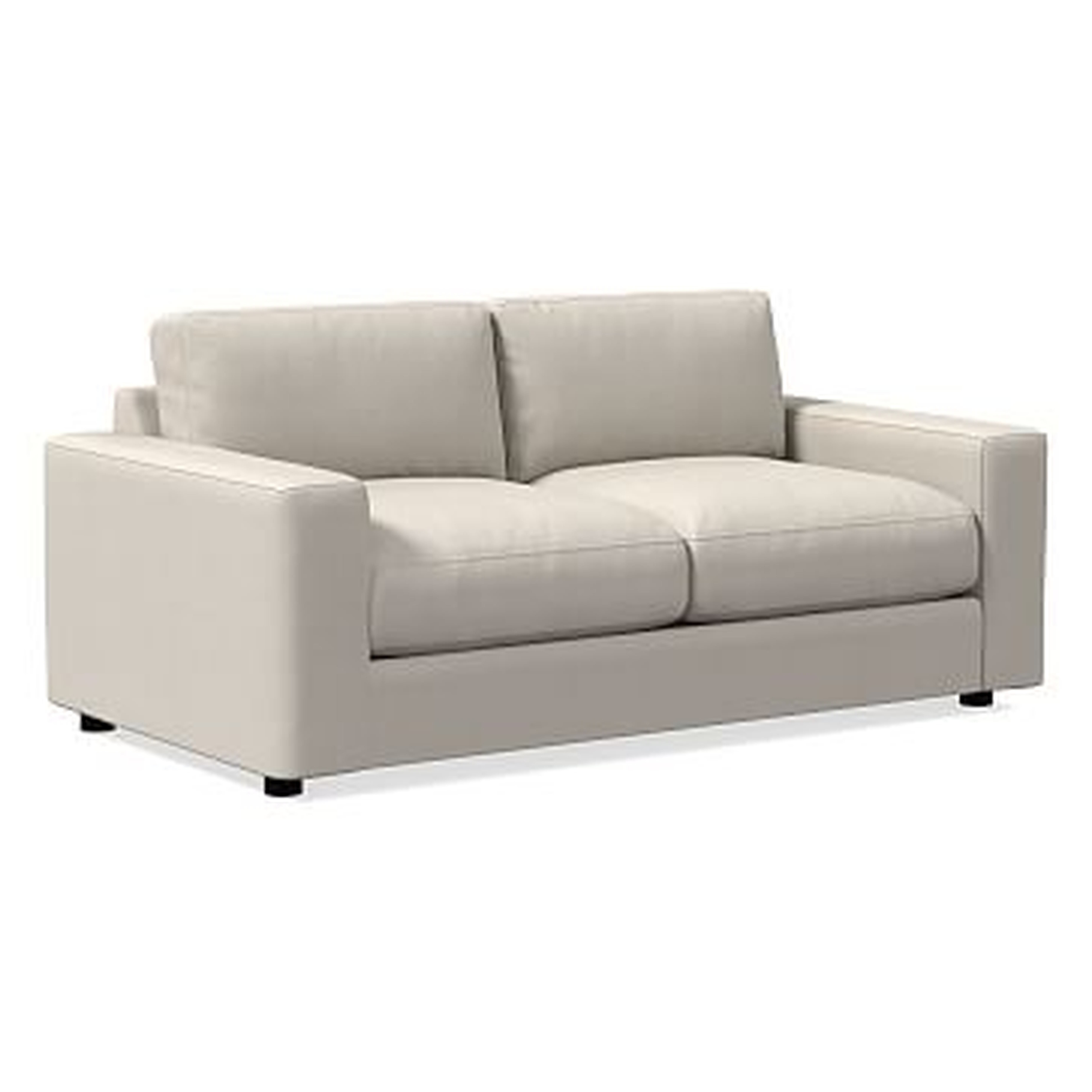 Urban 73" Sofa, Poly, Performance Yarn Dyed Linen Weave, Alabaster - Poly Fill Cushions - West Elm