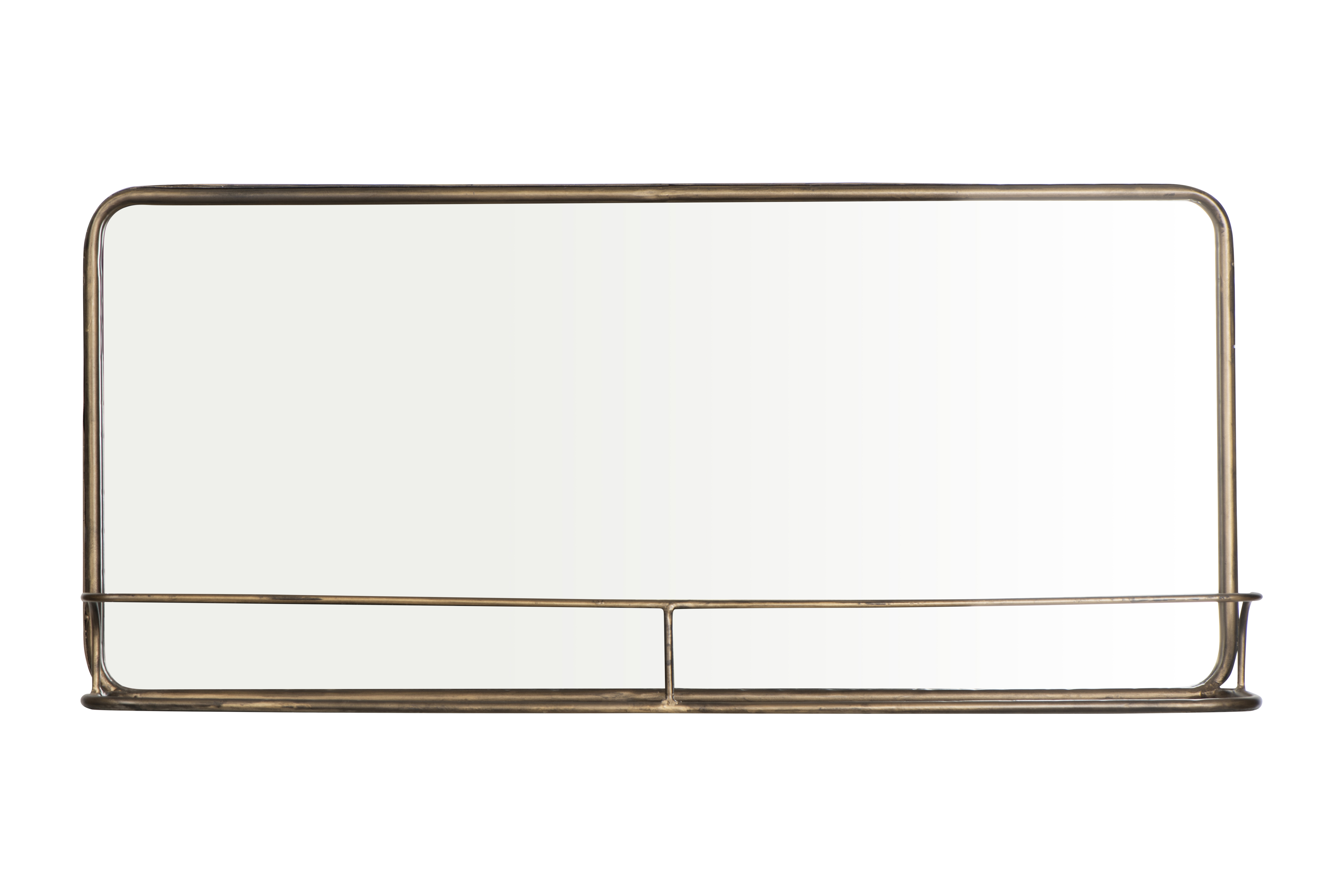 Brass Metal Framed Mirror with Shelf - Nomad Home