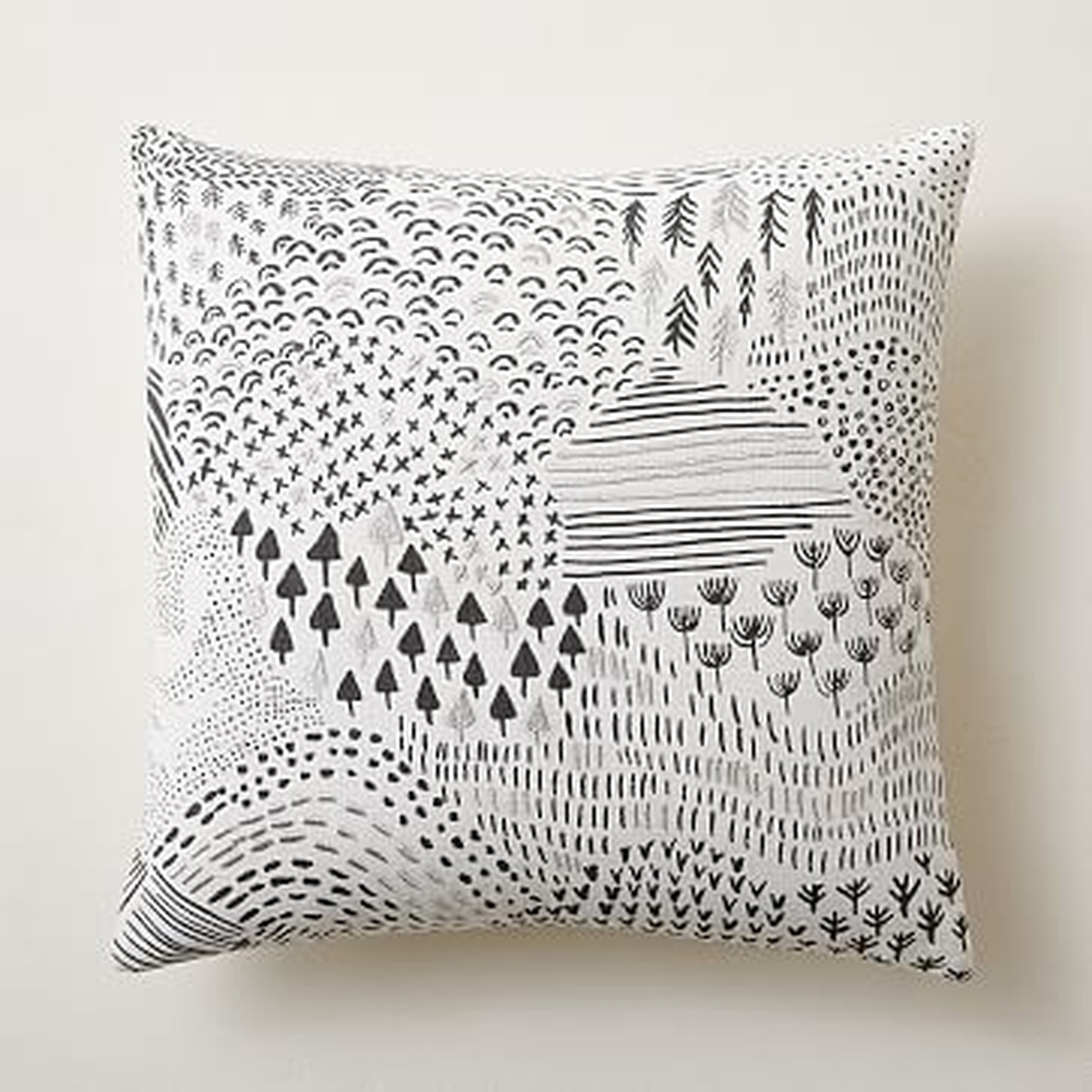 Abstract Woodland Landscape Pillow Cover, 20"x20", Slate - West Elm