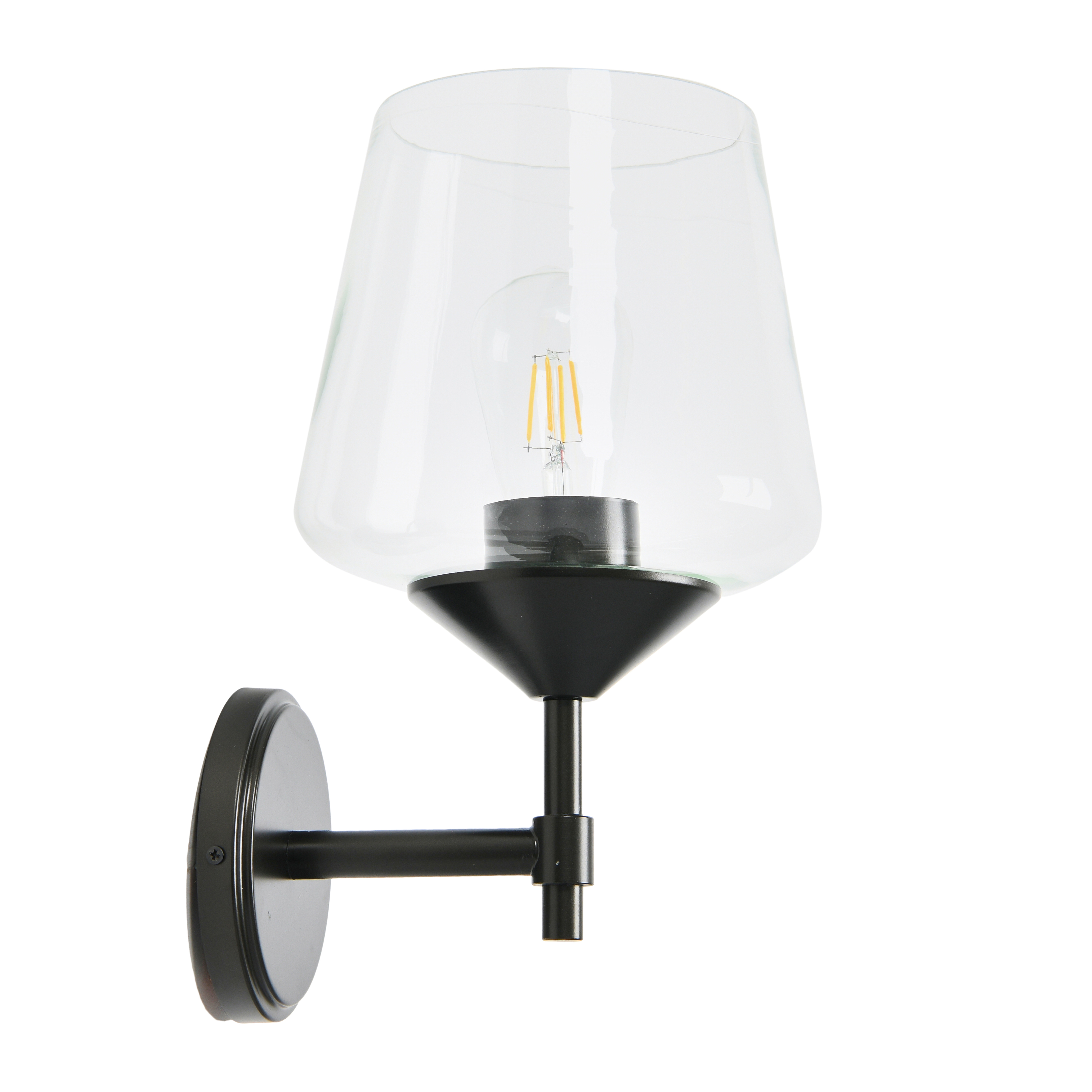 Industrial 1-Light Wall Sconce, Matte Black Finish with Clear Glass Shade - Nomad Home