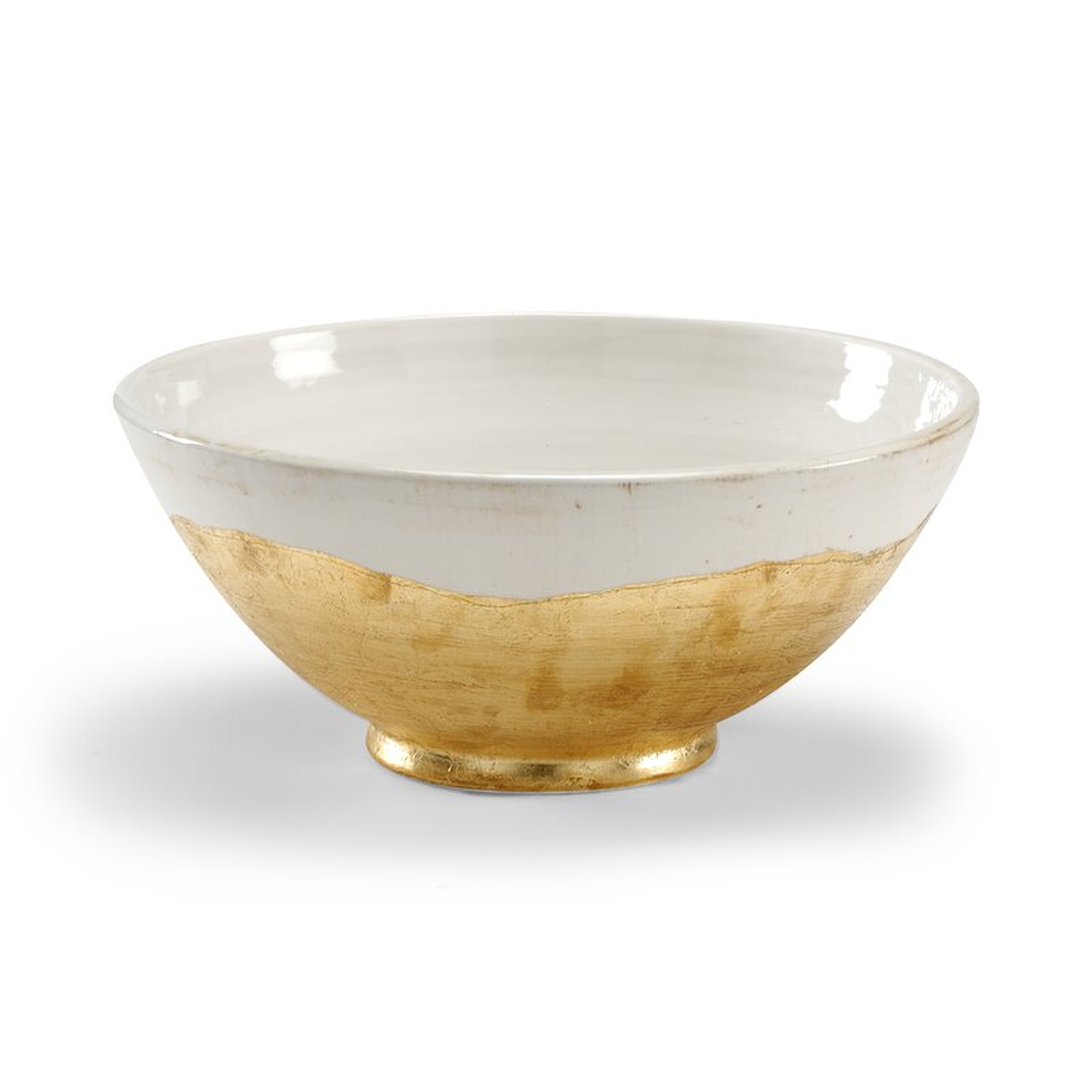 Wildwood Ceramic Decorative Bowl in White Glaze/Gold Leaf - Perigold